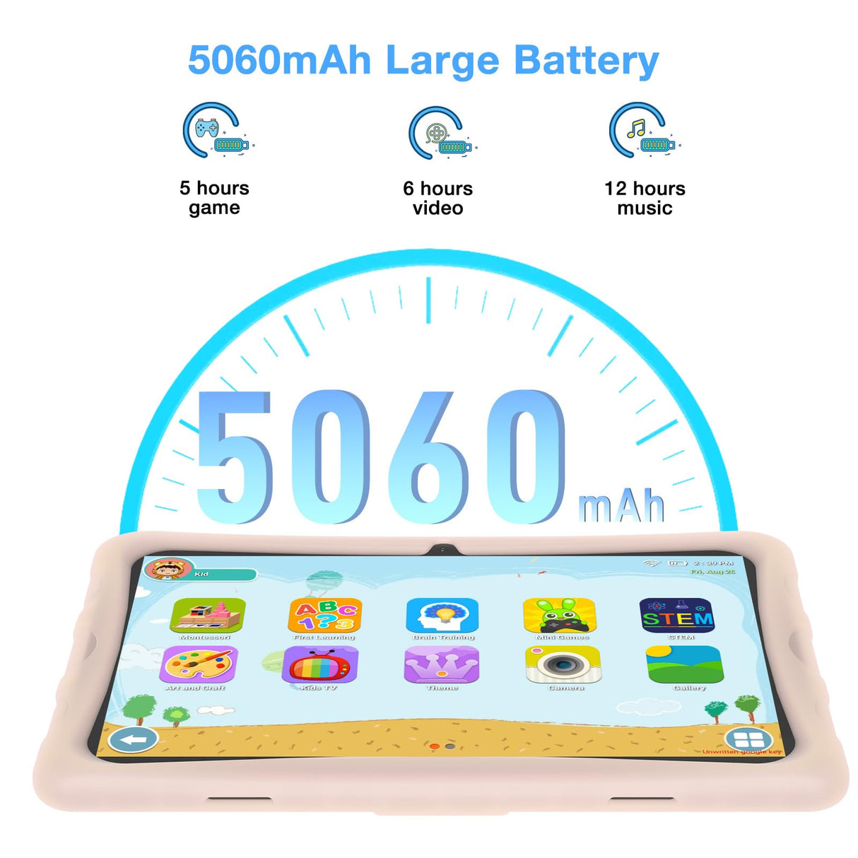 DOOGEE U10 Kid Tablet Infantil 10,1" Android 13,Tablet para niños Quad Core 9GB +128GB/TF 1To,Kids Space,Widevine L1, WiFi 6, BT 5.0, GPS,8MP+5MP,Material de Silicona alimentaria-Rosa