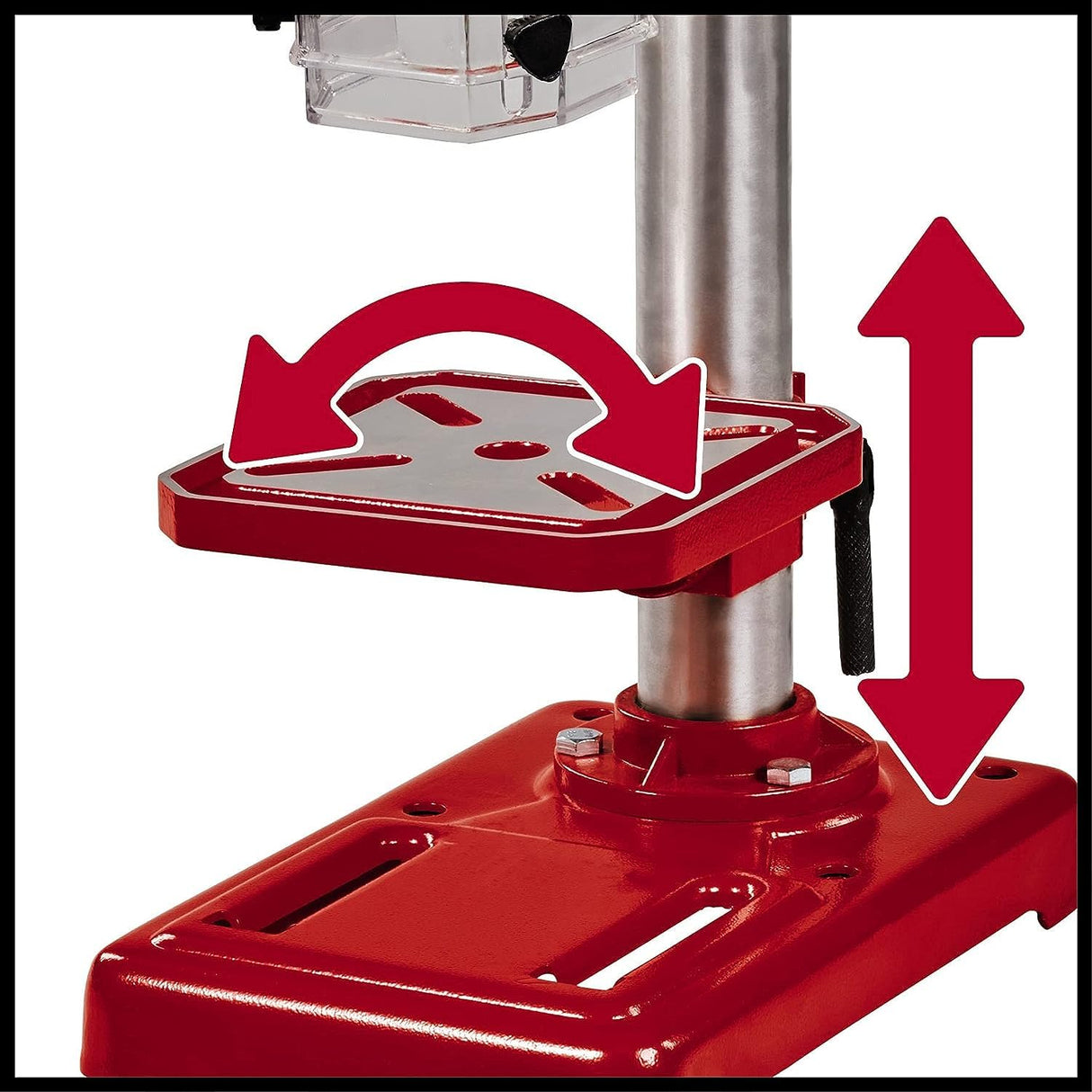 Einhell Taladradora de columna TC-BD 500 (500 W, hasta 2410 rpm, 9 niveles, profundidad máx. 50 mm, tope de profundidad ajustable, mesa de taladrado basculante/giratoria y regulable en altura)