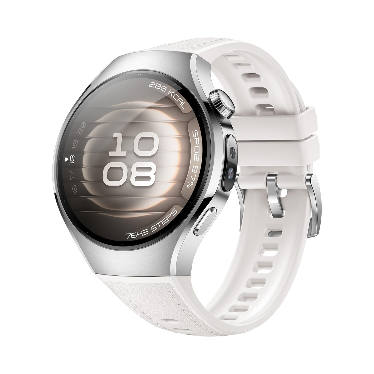 Montre connectée Huawei Watch 5 42 mm Bluetooth Gris avec bracelet en cuir Blanc
