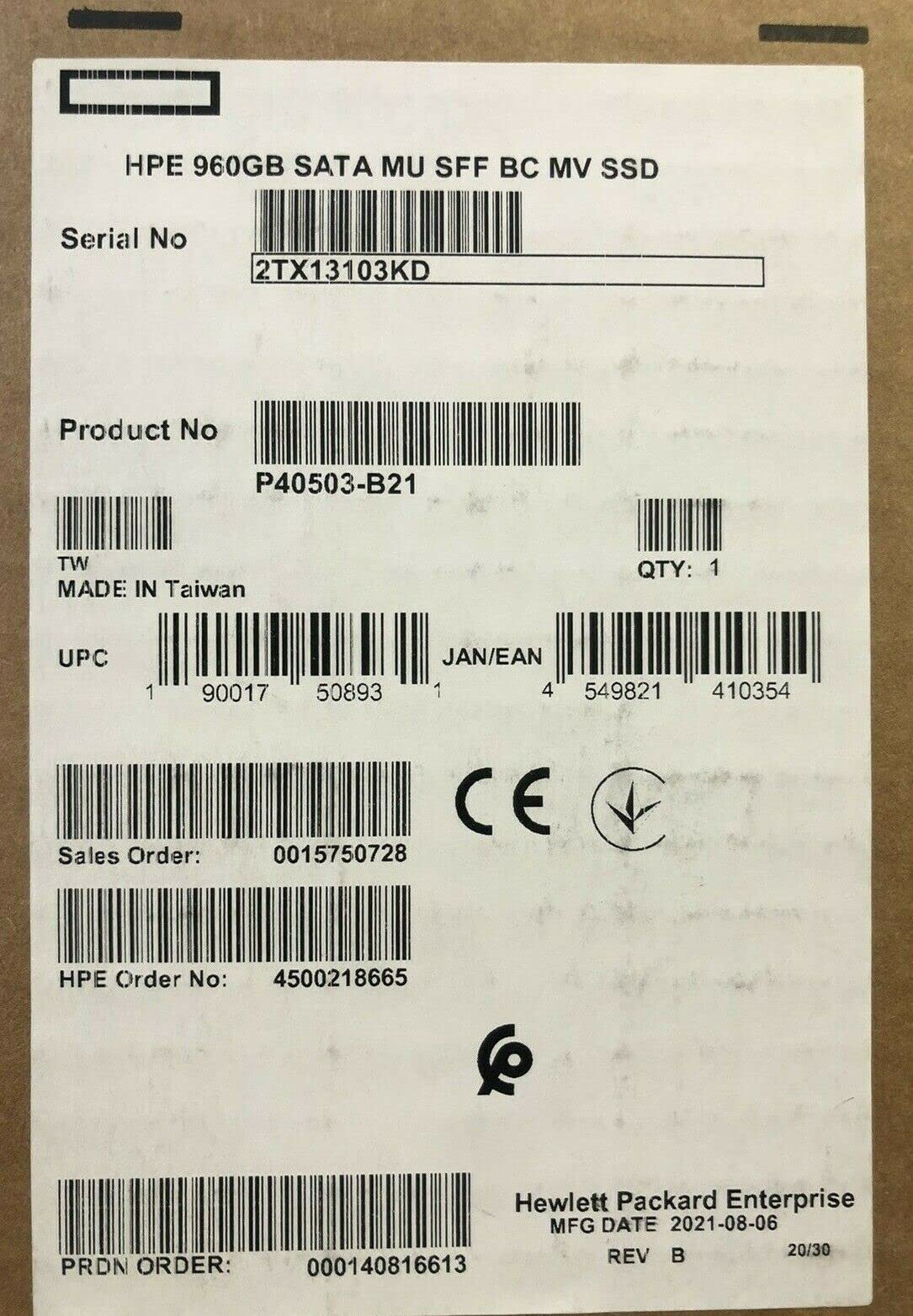 ヒューレット・パッカード(HP) HPE Mixed Use SSD - 960 GB - Hot-Swap - 2,5" SFF - SATA 6 GB/s - MUL