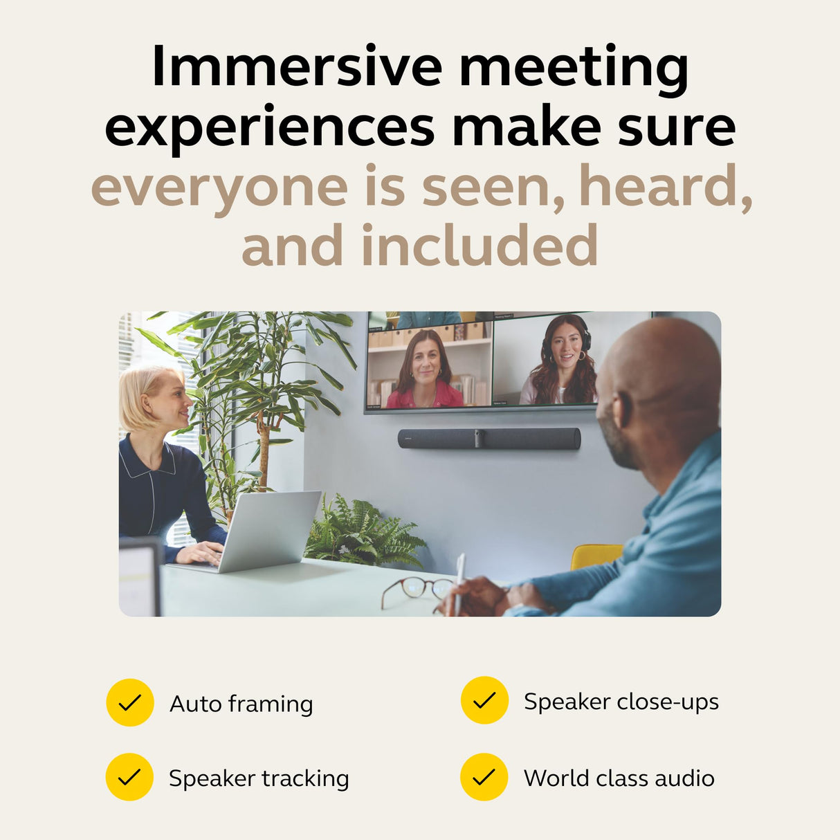 Jabra PanaCast 50 Video Bar System UC - Barra de Camara videoconferencia Todo en uno para Salas de reuniones Medianas, Tableta con Pantalla táctil incluida, Campo de visión de 180 Grados - Negro