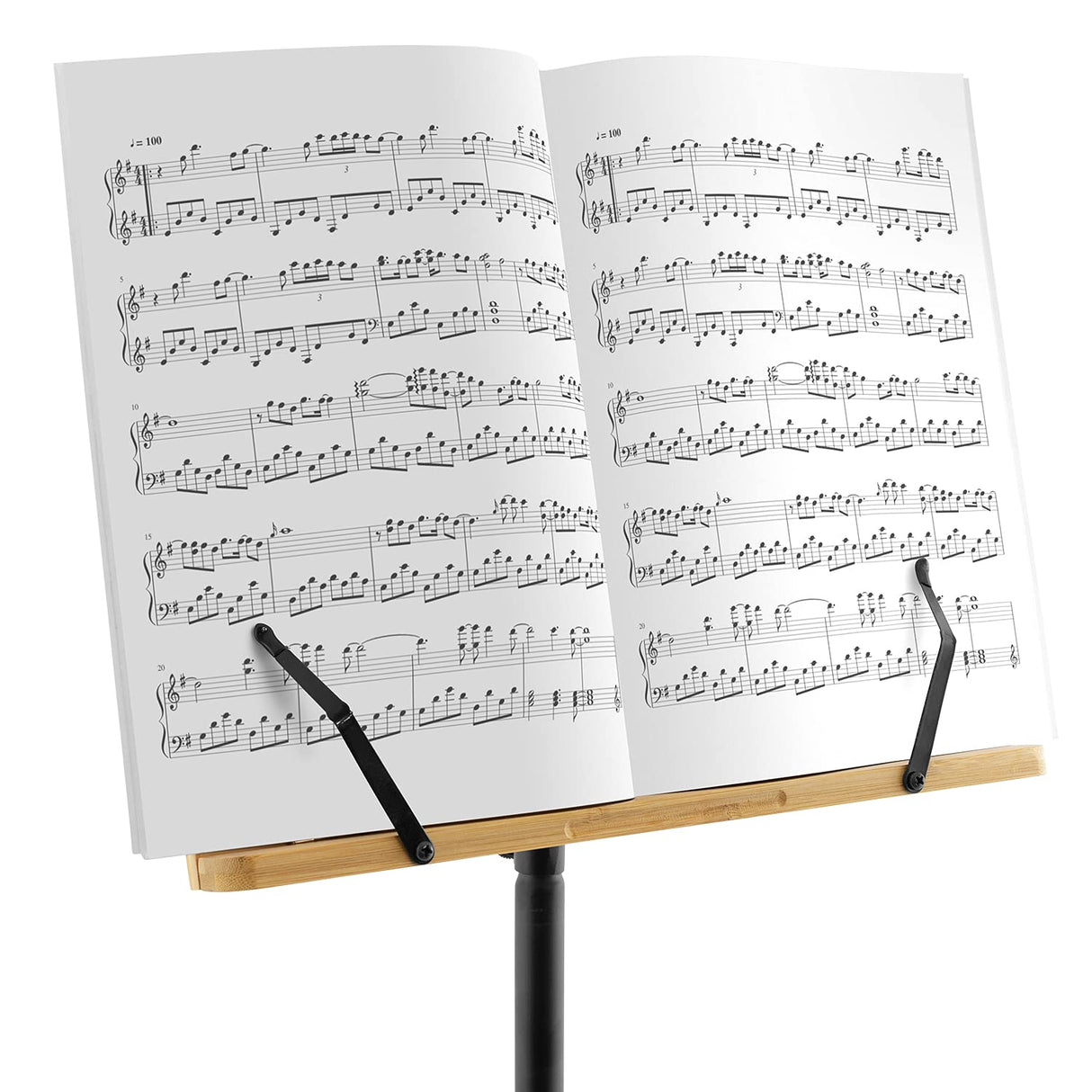 Theodore - Soporte de madera de bambú para música orquestal, soporte de música de escritorio de bambú con base de trípode
