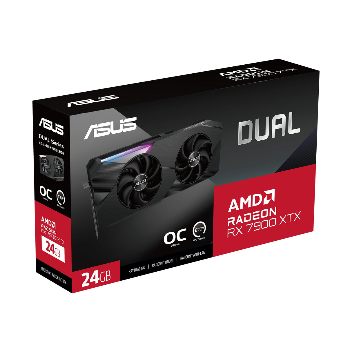 ASUS Dual Radeon RX 7900 XTX OC Edition 24GB GDDR6 - Tarjeta gráfica (AMD RDNA 3, PCIe 4.0, 24GB GDDR6, HDMI 2.1, DisplayPort 1.4, diseño de Ventilador Axial-Tech, tecnología 0dB)
