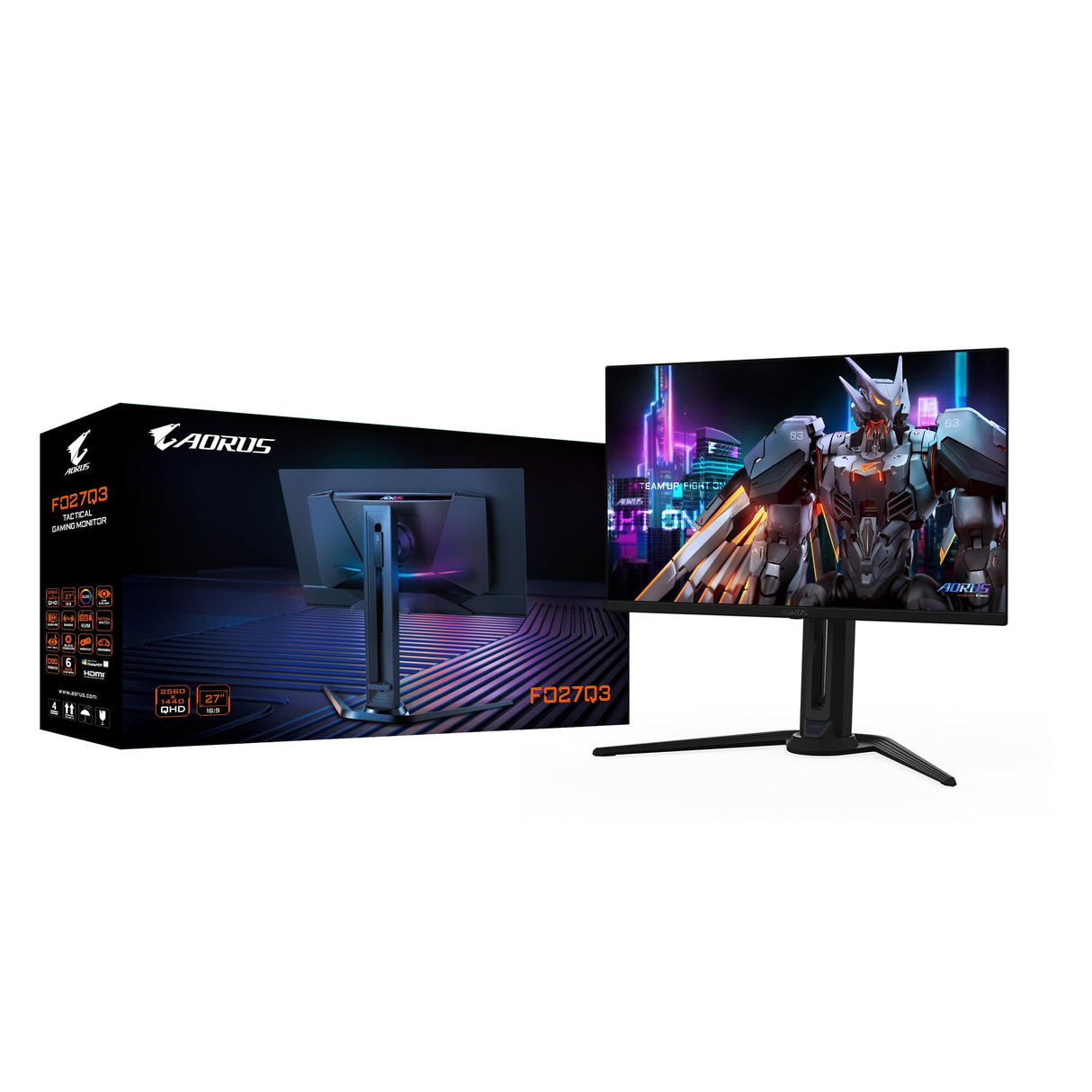 Gigabyte Monitor de Juego AORUS FO27Q3 OLED de 27” - 2560 x 1440 (QHD), 360Hz, 0,03ms, KVM, 250 CD/m², FreeSync Premium Pro, DisplayHDR True Black 400, HDMI 2.1