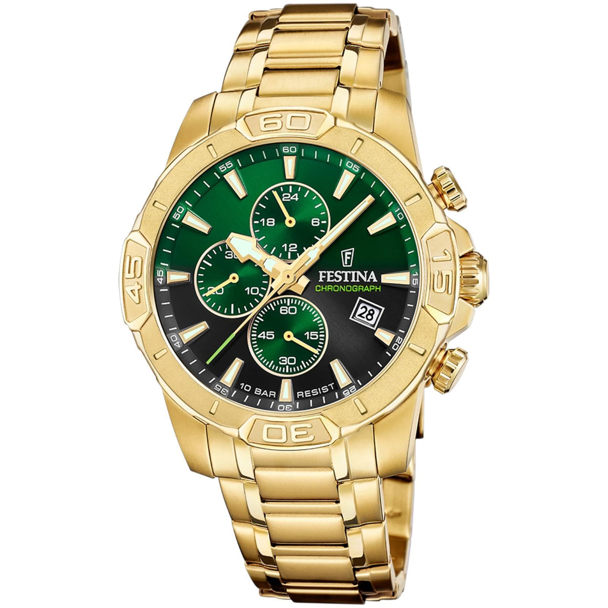 Festina Reloj Hombre F20705/6 Timeless Chronograph Caja de Acero Inoxidable 316l Dorado Correa de Acero Inoxidable 316l Dorado