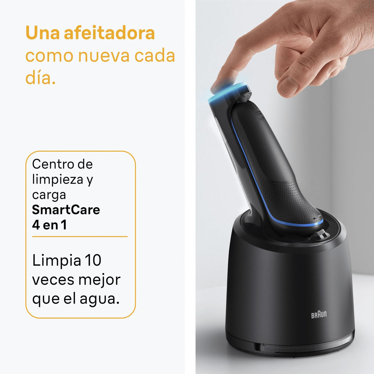 Braun Afeitadora Eléctrica Hombre Series 5, Máquina De Afeitar En Seco Y Mojado, 2 Modos De Afeitado, 50 Min De Uso, Centro De Limpieza, Recortadora De Precisión, Estuche De Viaje, 52-B7200CC, Azul