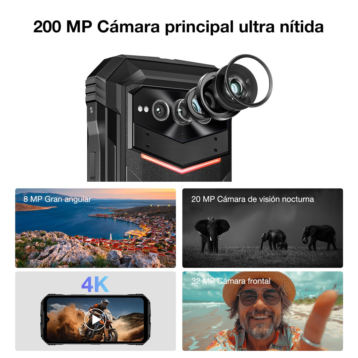 DOOGEE VMax Plus Movil Resistente 5G, 22000mAh/33W 36GB+512GB/2TB, Cámara 200MP+Visión Nocturna, 6.58" FHD+ 120Hz, Octa Core Móvil irrompible Android 14, IP68IP69K/NFC/WiFi6/OTG/GPS Moviles Rugerizado