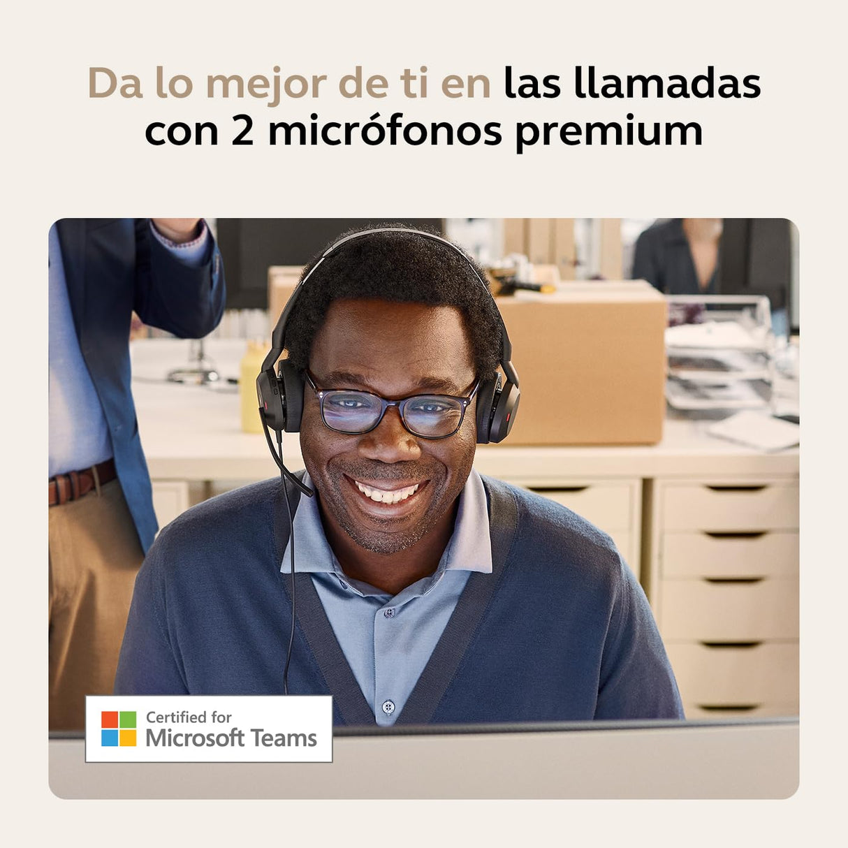 Jabra Evolve2 55 Auriculares Estéreo Inalámbricos con Tecnología Jabra Air Comfort, Micrófonos con Cancelación de Ruido y ANC, Certificado para MS Teams, Negro