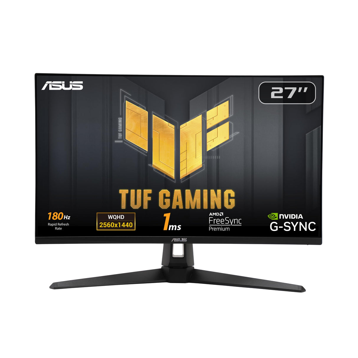 ASUS Monitor de juegos TUF Gaming VG27AQ3A 27" (QHD , 180Hz, Fast IPS, ELMB Sync, 1ms (GTG), Freesync Premium, compatible con G-Sync, Overdrive Variable, 130% sRGB)