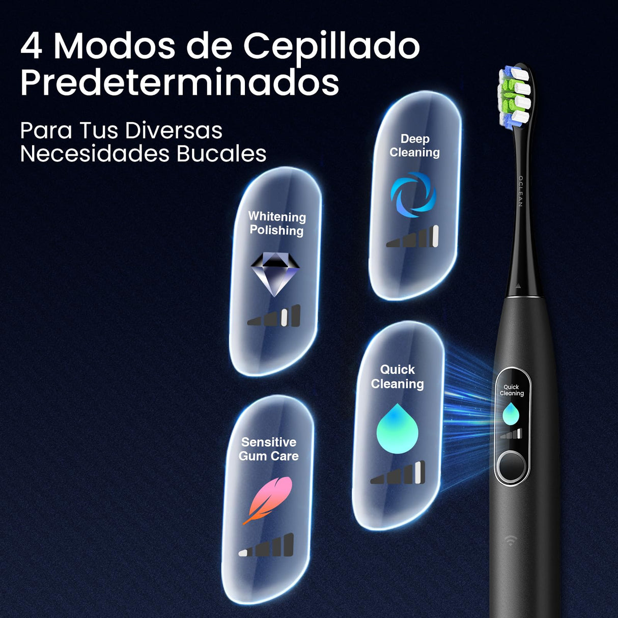 Cepillo eléctrico Oclean X Elite 10, AI cepillado personalizado,Pantalla táctil con seguimiento de 12 áreas, 40°de oscilación, 5 Modos, Temporizador, 40 Días, Pronóstico del tiempo, IPX7, Negro