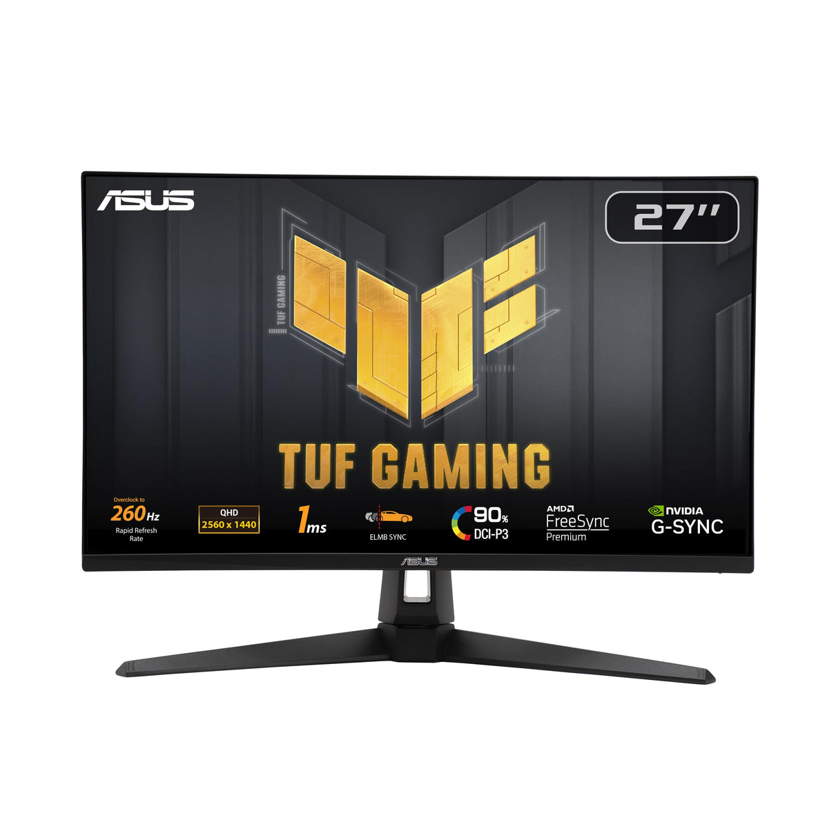 ASUS TUF Gaming VG27AQM1A - Monitor Gaming de 27 Pulgadas, QHD (2560x1440), 260Hz (OC), ELMB Sync, 1ms (GTG), Freesync Premium, Compatible con G-Sync, Variable Overdrive, 90% DCI-P3, DisplayHDR 400
