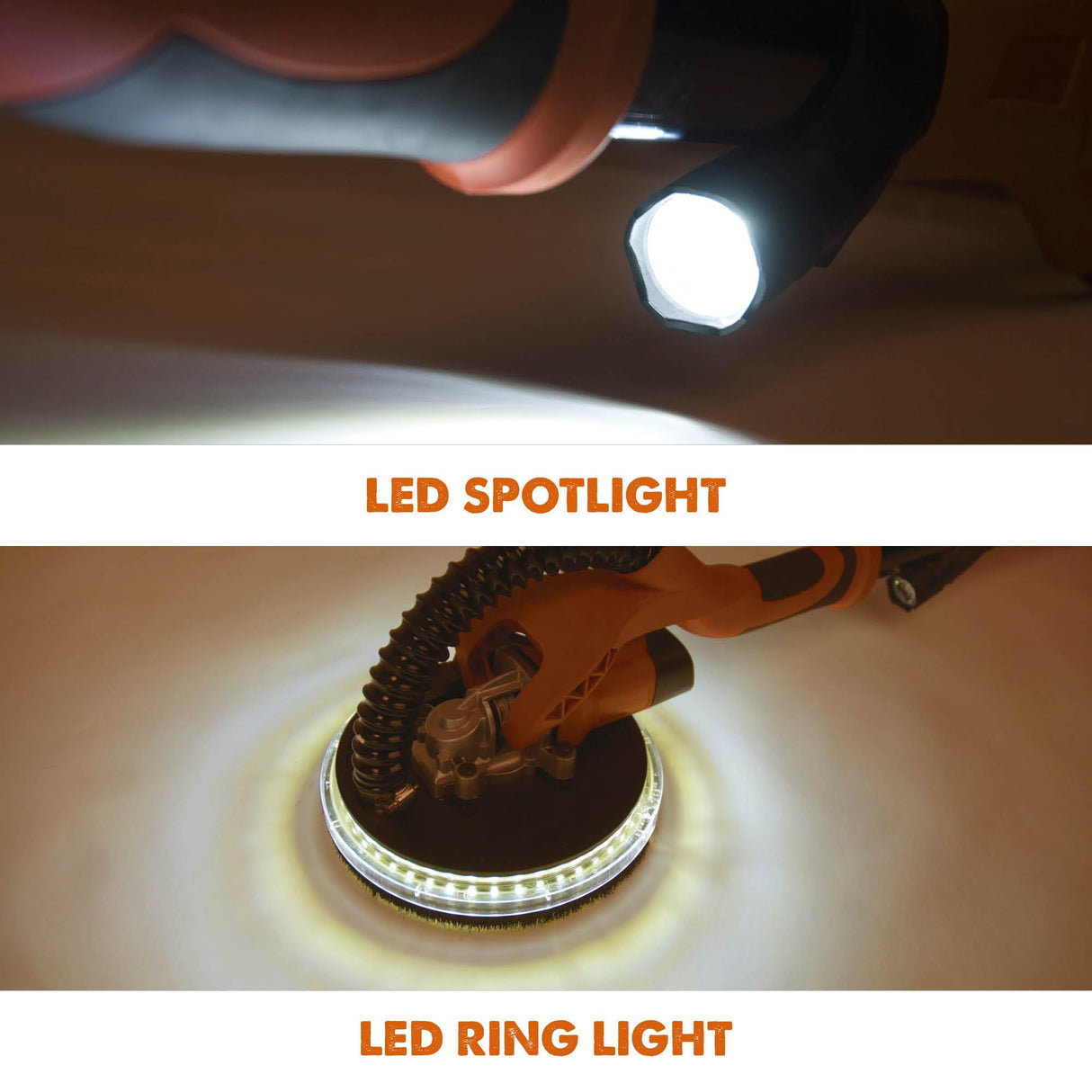 Evolution Power Tools - Lijadora de placas de yeso telescópica con linterna LED, 225 mm (230 V)