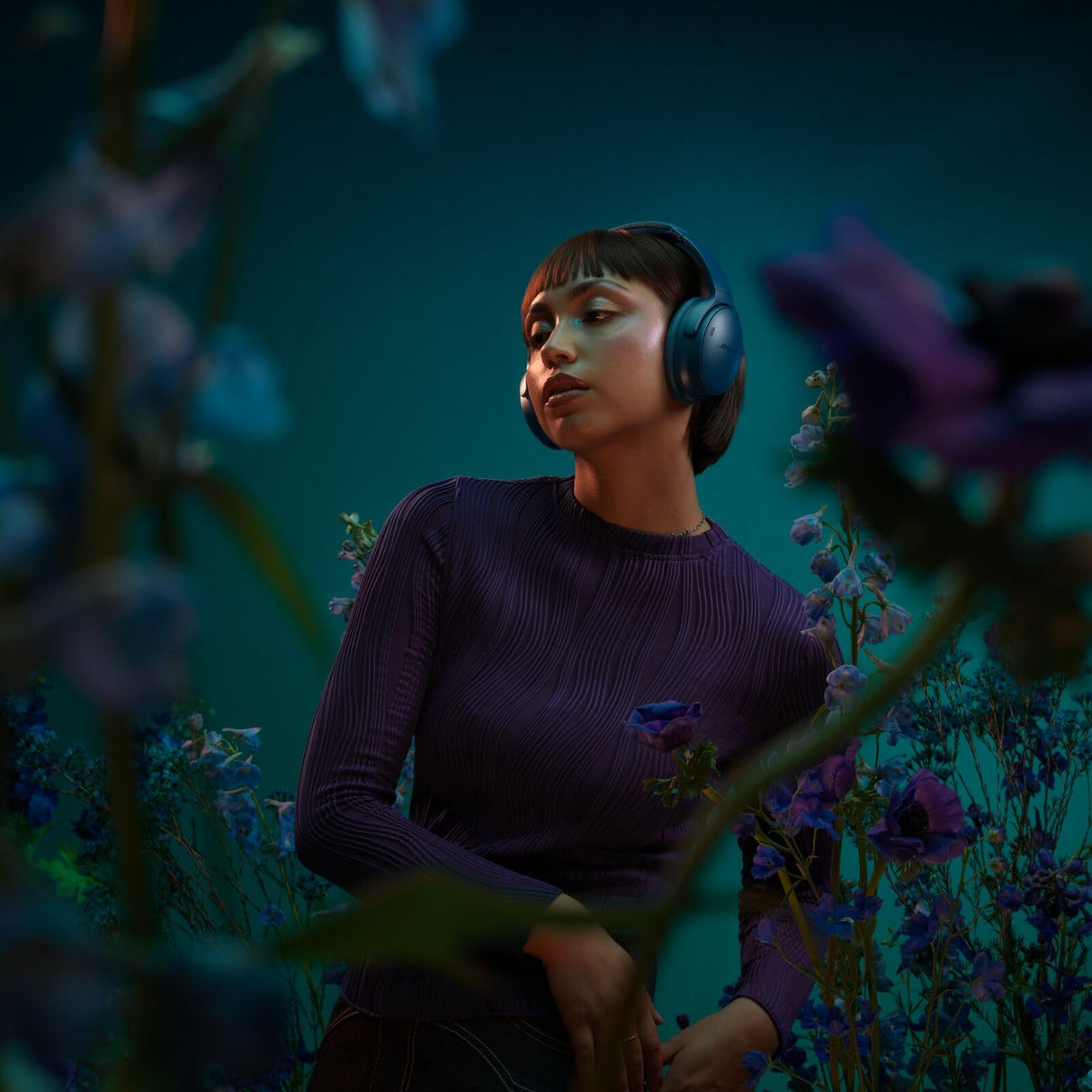 Bose QuietComfort Headphones, Auriculares inalámbricos con cancelación de Ruido, Auriculares de Diadema con Bluetooth, micrófono y Cable con hasta 24h de autonomía, Azul crepúsculo - Edición Limitada