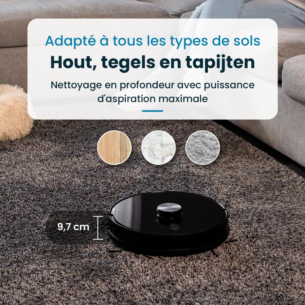 EZICLEAN Robot Aspirador Conectado con Base aspirante I-BOT Z7 Smart