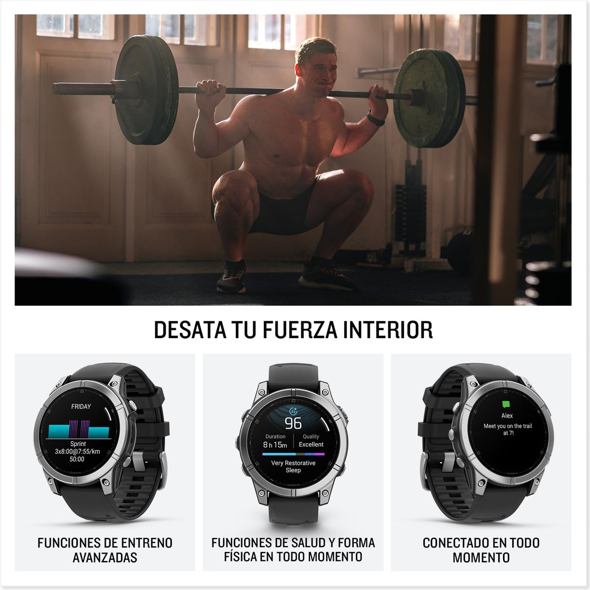 Garmin fēnix E - 47mm - Reloj de Alto Rendimiento GPS Multideporte con Pantalla táctil AMOLED, Frecuencia cardíaca, Mapas y hasta 10 días de autonomía, Acero Plateado