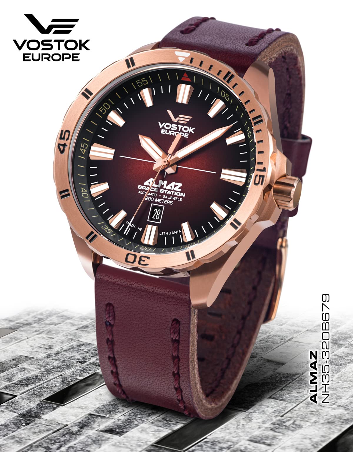 Vostok Europe Reloj Analógico para Hombres de Automático con Correa en Cuero 320B679
