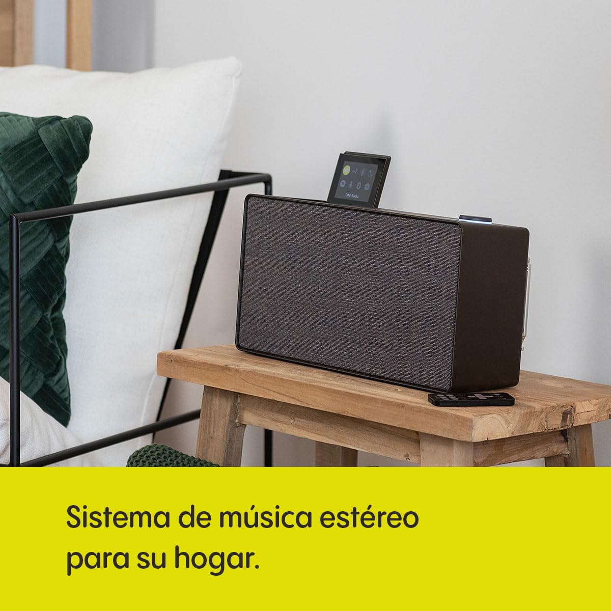 Sistema de música doméstica Pure Evoke Home Todo en uno con Radio Dab+ /FM, Radio por Internet, podcasts, Spotify Connect, Bluetooth, CD y una Potente Salida de Audio estéreo de 100 W, Negro café