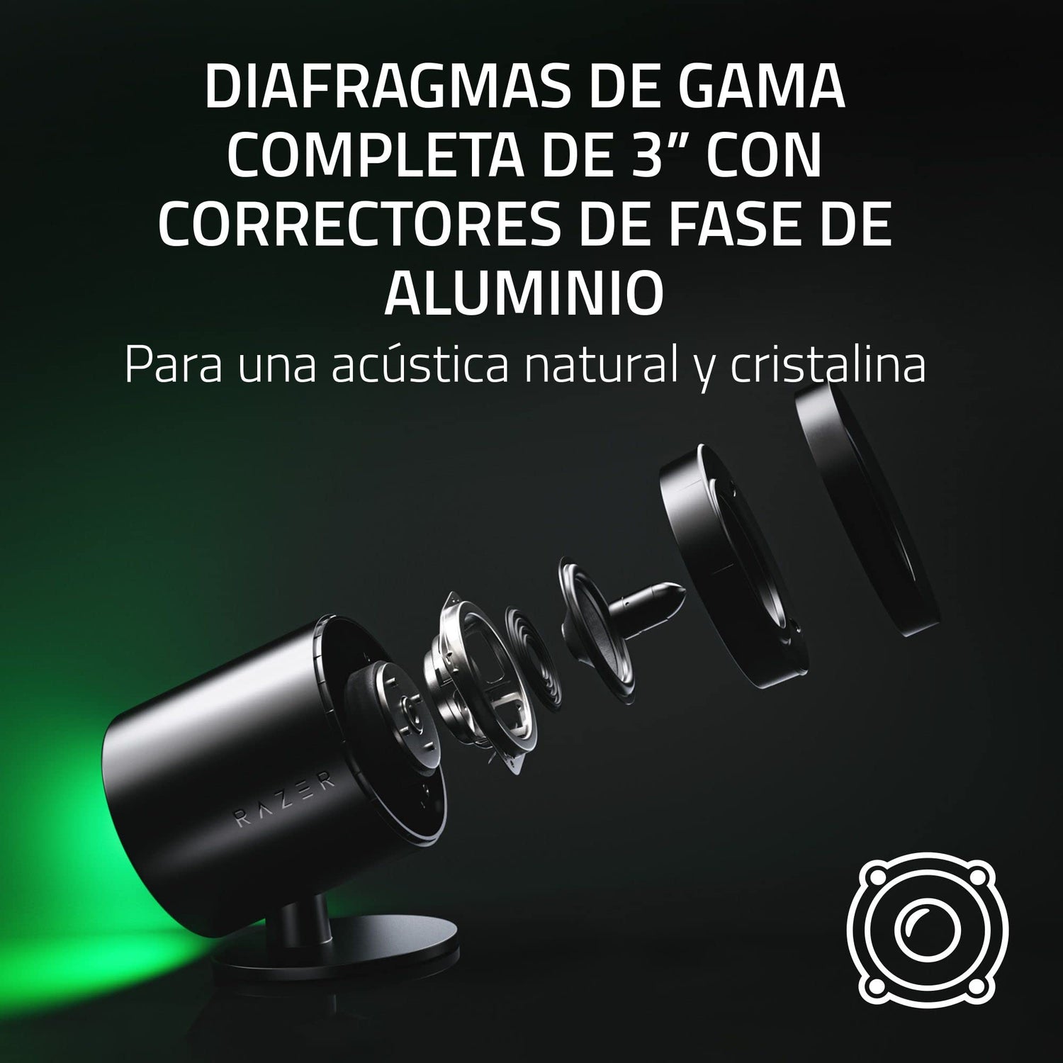 Razer Nommo V2 - Altavoces Gaming de Rango Completo 2.1 para PC con Subwoofer con Cable (Diafragmas de Gama Completa de 3 pulgadas con Correctores de Fase de Aluminio, THX Spatial Audio) Negro