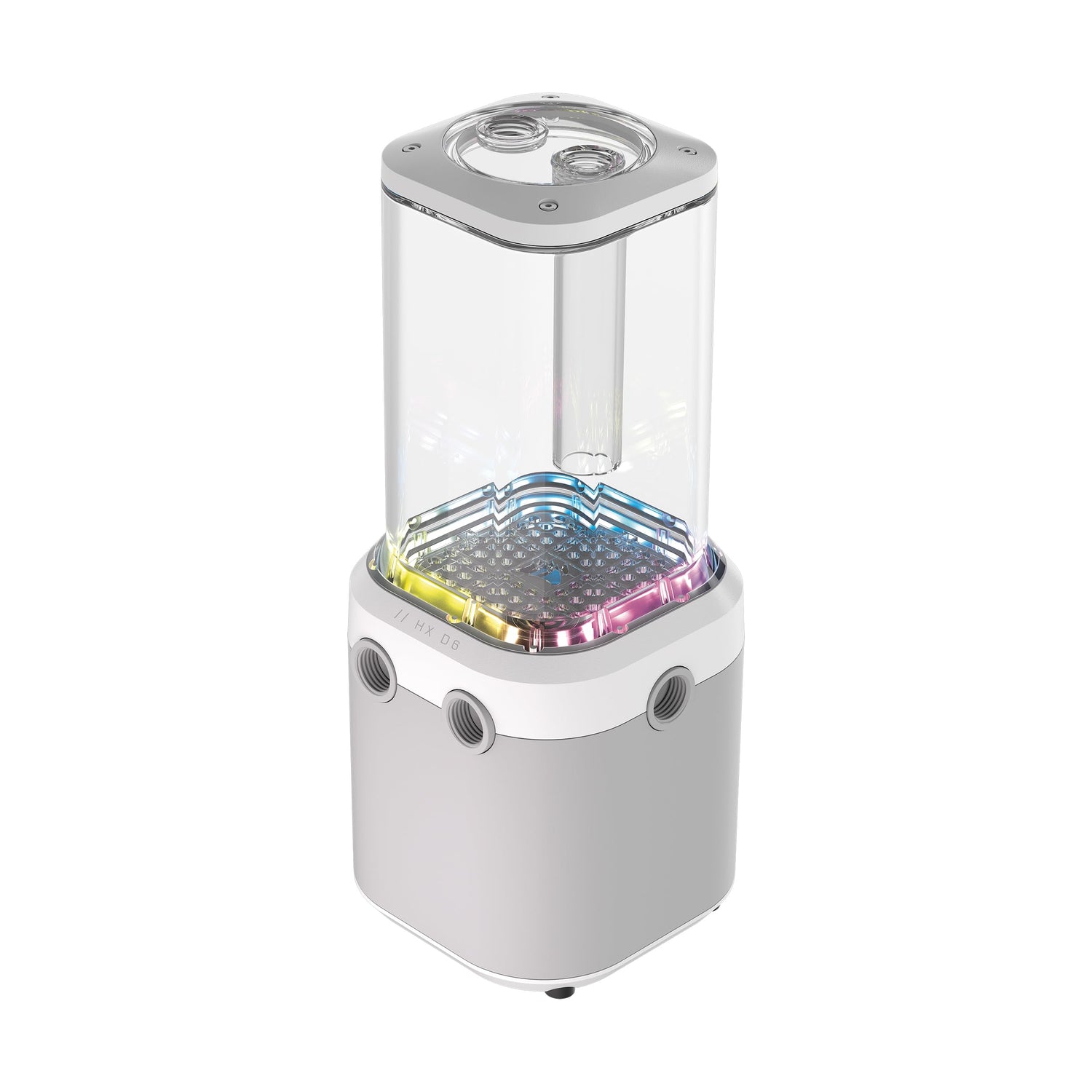 CORSAIR iCUE LINK XD6 RGB ELITE Unidad de Bomba/Depósito – Bomba FlowDrive Max, Sensor de Temperatura Integrado, 22 LED RGB Direccionables, Depósito de Nailon Transparente de 440 ml – Blanco