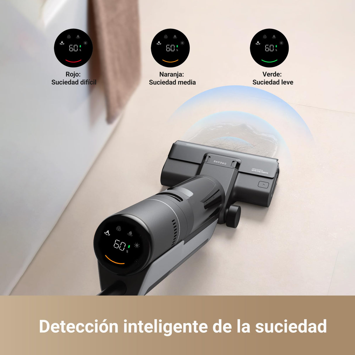 dreame H12S Aspiradora en Seco y Húmedo, 16000Pa Potencia Aspiradora Escoba Sin Cable, Múltiples Modos de Limpieza, Secado con Aire Caliente, Detección Inteligente de Suciedad, Negro
