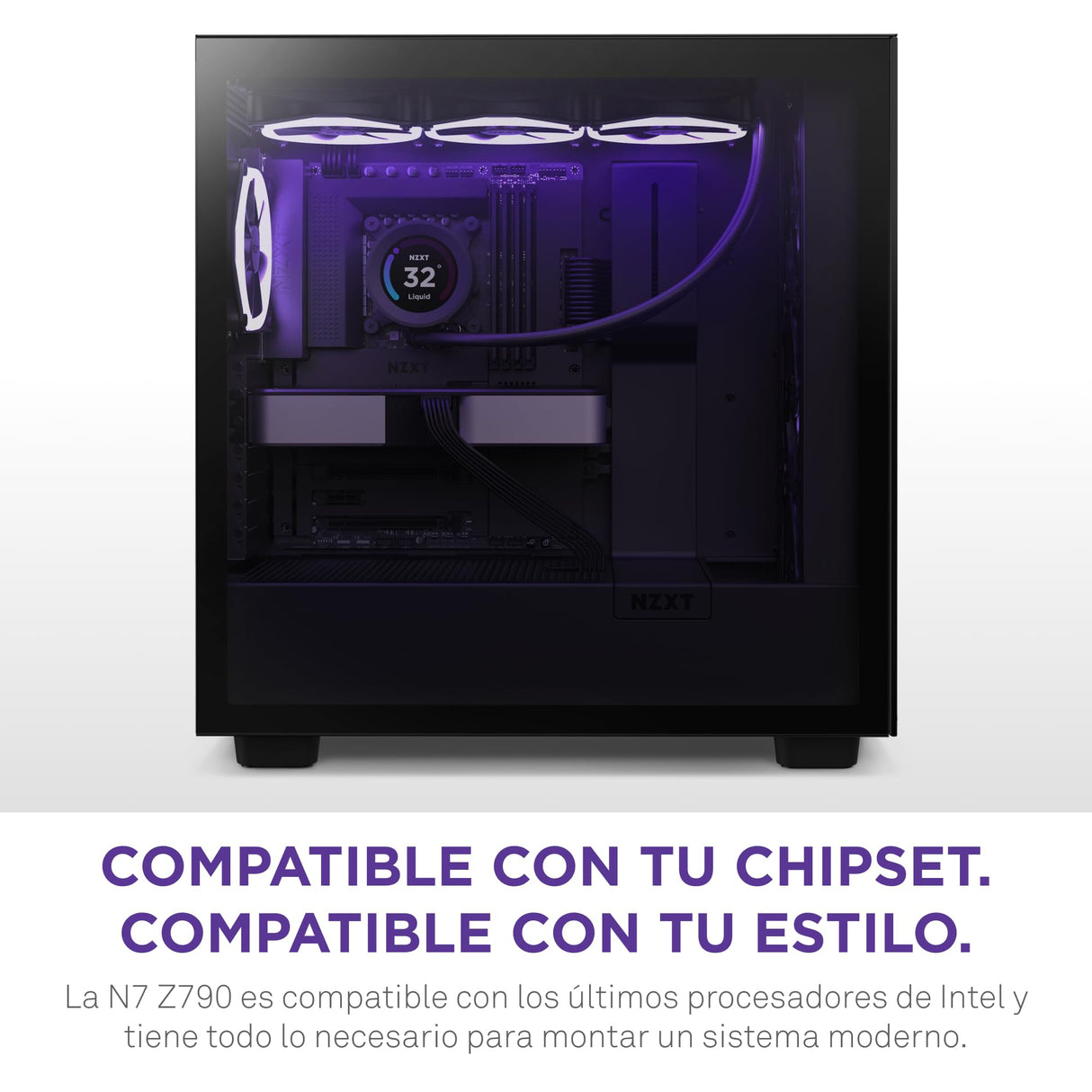NZXT N7 Z790 Motherboard - N7-Z79XT-W1 - Intel Z790 chipset (Support 12th, 13th, 14th Gen CPUs) - ATX Gaming Motherboard - Integrated I/O Shield - WiFi 6E connectivity - Bluetooth - Negro