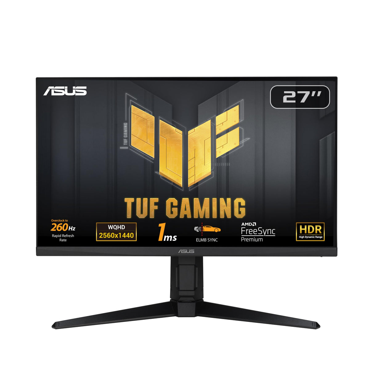ASUS Monitor de juegos TUF Gaming VG27AQML1A 27" (QHD (2560x1440), overclock de hasta 260Hz (240Hz nativo), ELMB Sync, FreeSync Premium, 1ms (GTG), Overdrive Variable, 100% sRGB, DisplayHDR 400)