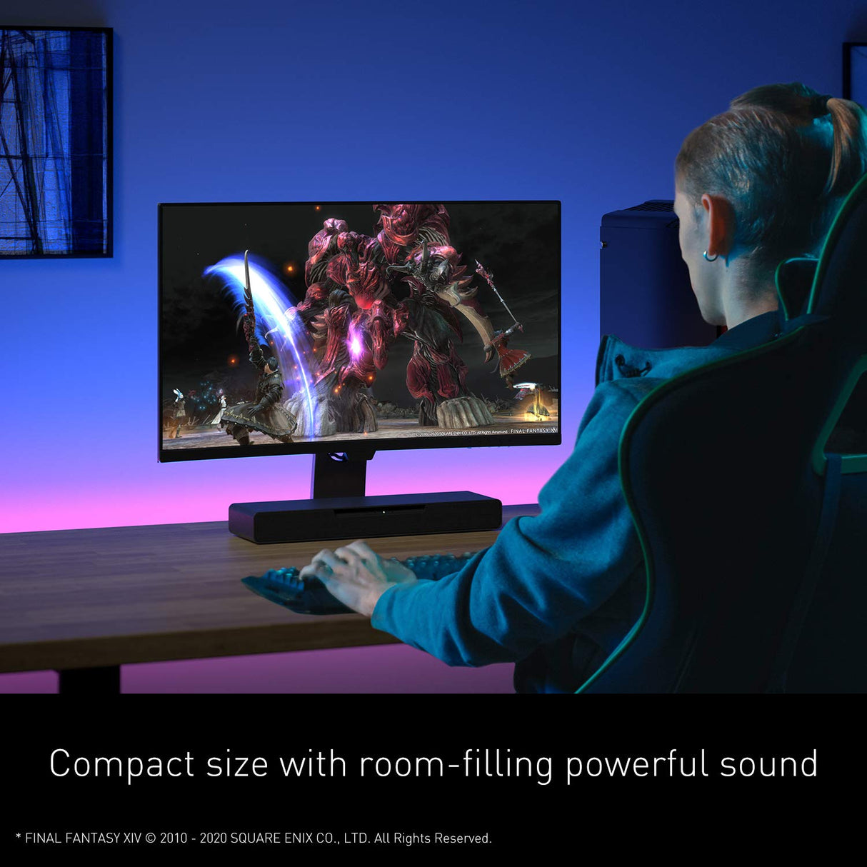 Panasonic SC-HTB01EG - Altavoz para PC Gaming 2.1 All-In-One con Subwoofer Integrado (USB, Audio Alta Resolución, 80 W, 3D Sound, Dolby Atmos, DTS:X, Bluetooth, Transmisión 4K, HDMI) Negro