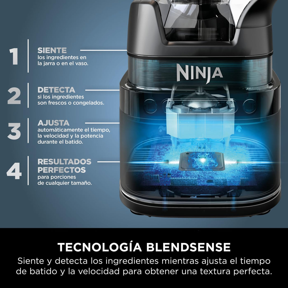 Ninja Detect Power Pro Batidora y Procesador de alimentos 3 en 1 (1200W), vaso de 680 ml y cuchilla para masa, ideal para mezclar, picar y batir, negro, TB401EU