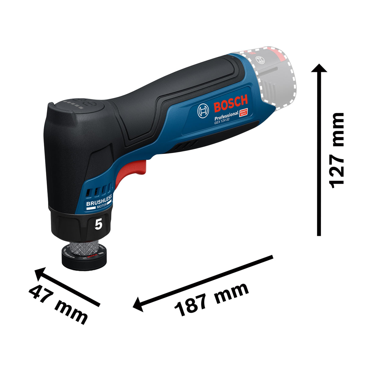 Bosch Professional 12V System lijadora orbital excéntrica a batería GEX 12V-32 (incl. plato de caucho montado con cierre por contacto de 32 mm, plato de caucho adhesivo de 32 mm)