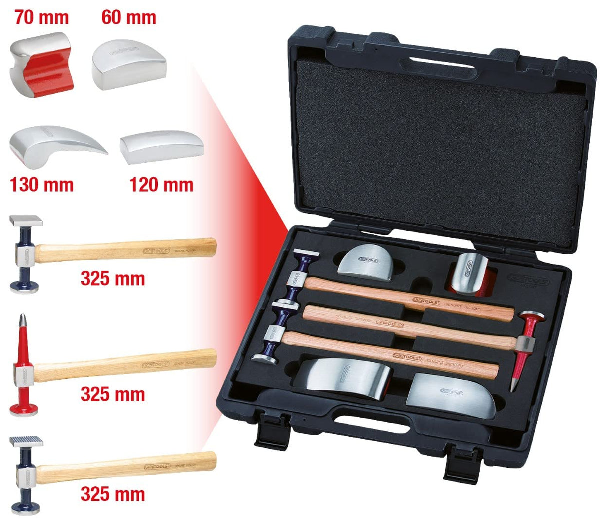 KS Tools 140.2100 - Pack de 7 piezas con herramientas para desabollar carrocerías