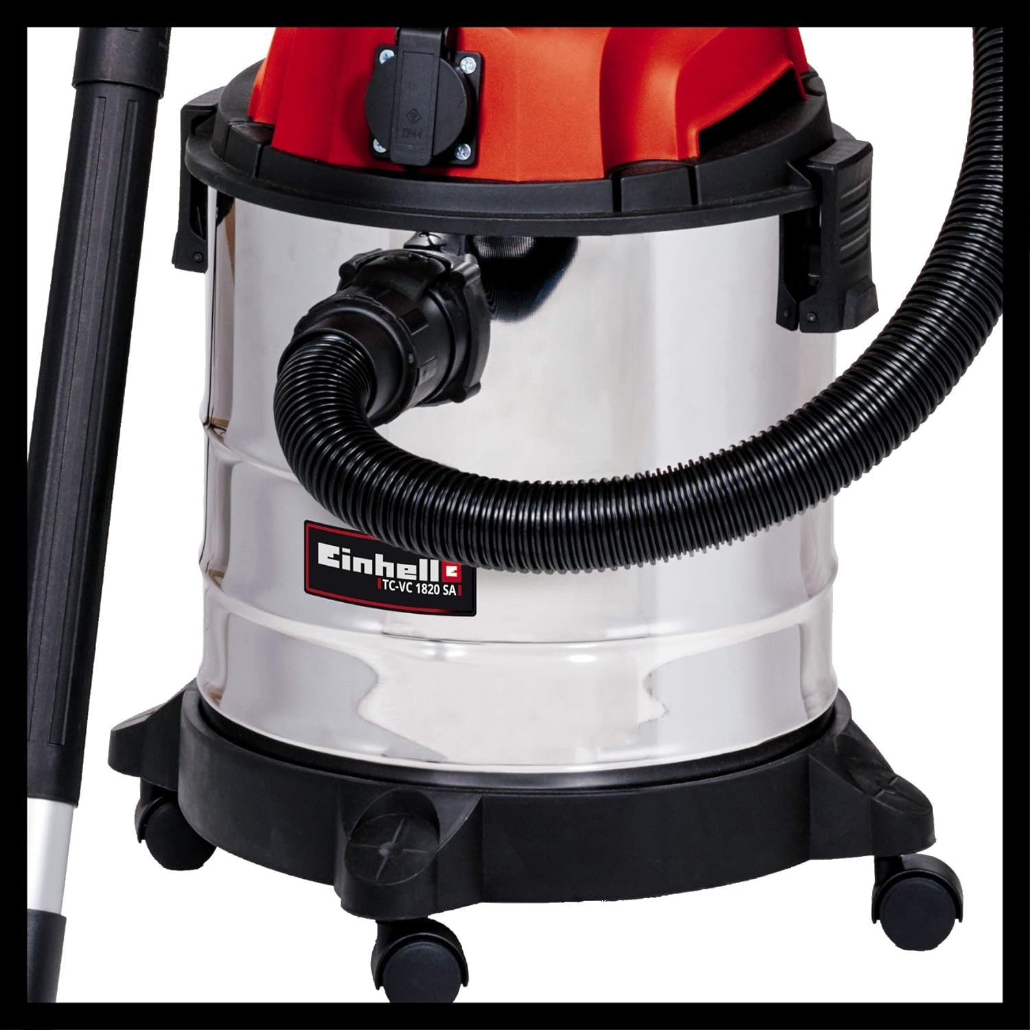 Einhell TC-VC 1820 SA - Aspiradora en seco y húmedo (1250 W, depósito de Acero Inoxidable de 20 L, Conector de soplado, Soporte para Accesorios, Enchufe automático, Incluye Manguera de aspiración,