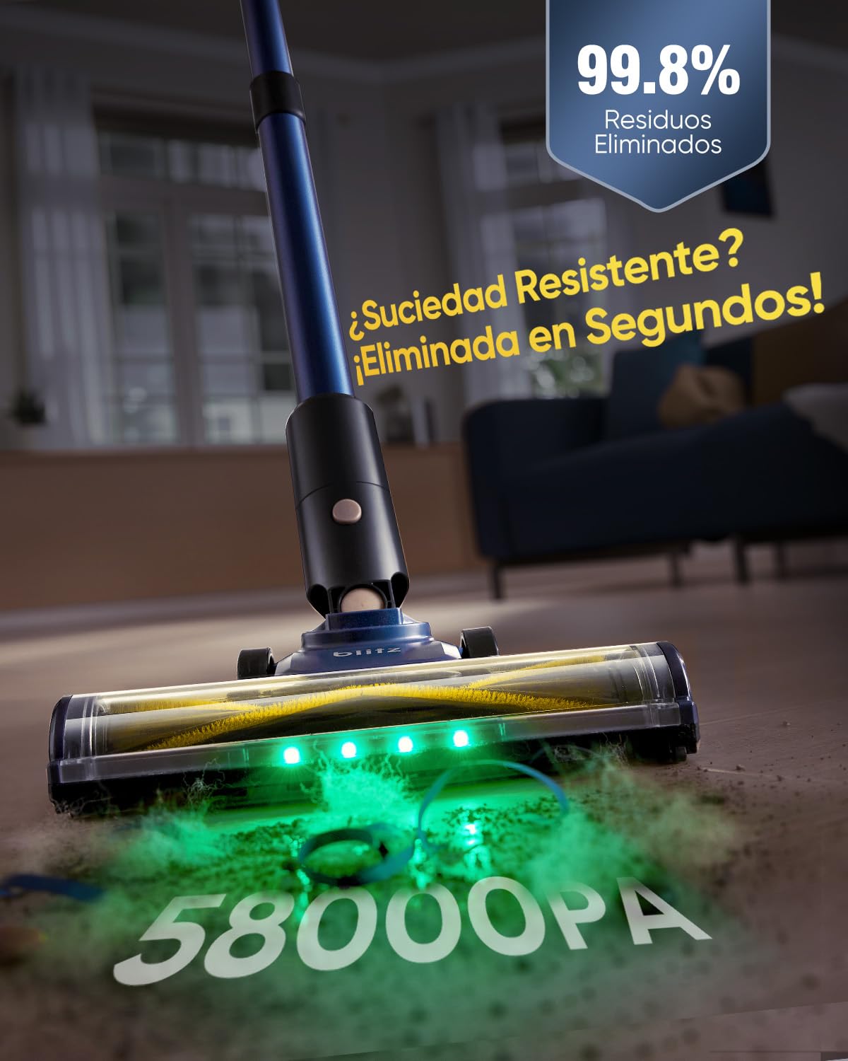 Vexilar V12 Aspiradora sin Cable 58KPa Potente Succión, Escoba Aspirador sin Cable Antienredos, Autonomía 50 Minutos, Filtración de 5 Etapas, Aspiradora para Suelo/Alfombra/Coche/Pelo de Mascotas