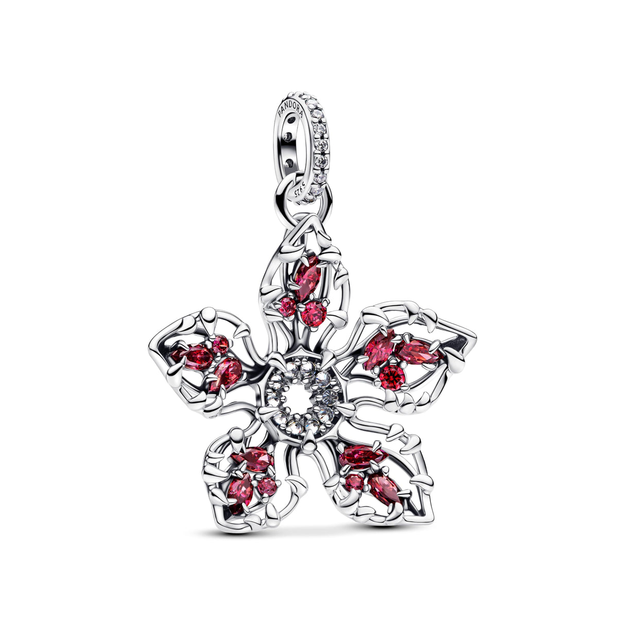 PANDORA Stranger Things Demogorgon 793567C01 - Colgante grande de plata de ley con circonitas, compatible con pulseras Moments, Rot, Plata de ley, Circonita cúbica