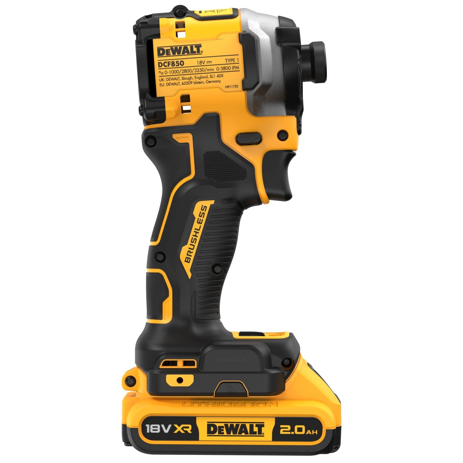 DEWALT DCF850D2T-QW - Atornillador de impacto compacto sin escobillas 18V XR, 1 Batería Li-Ion 2 Ah y Cargador Multi-voltaje XR