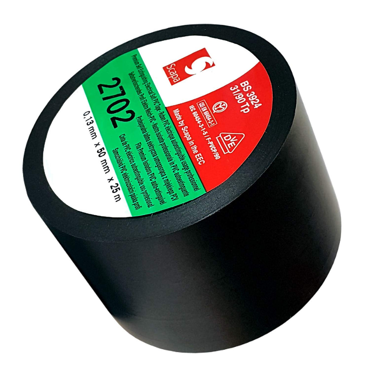 acit scapa 2702 cinta aislante PVC, 25 m de longitud X 50 mm Alto, grigio-giallo-bianco-nero, paquetes de 48