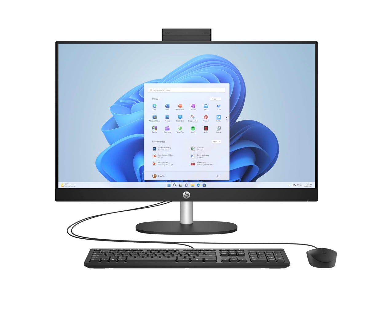 HP All-in-One 24-cr0101ns - Ordenador de sobremesa de 23,8" FHD (Intel Core i3-N300, 8GB RAM, 512GB SSD, Intel UHD Graphics, Windows) Black - Teclado QWERTY Español