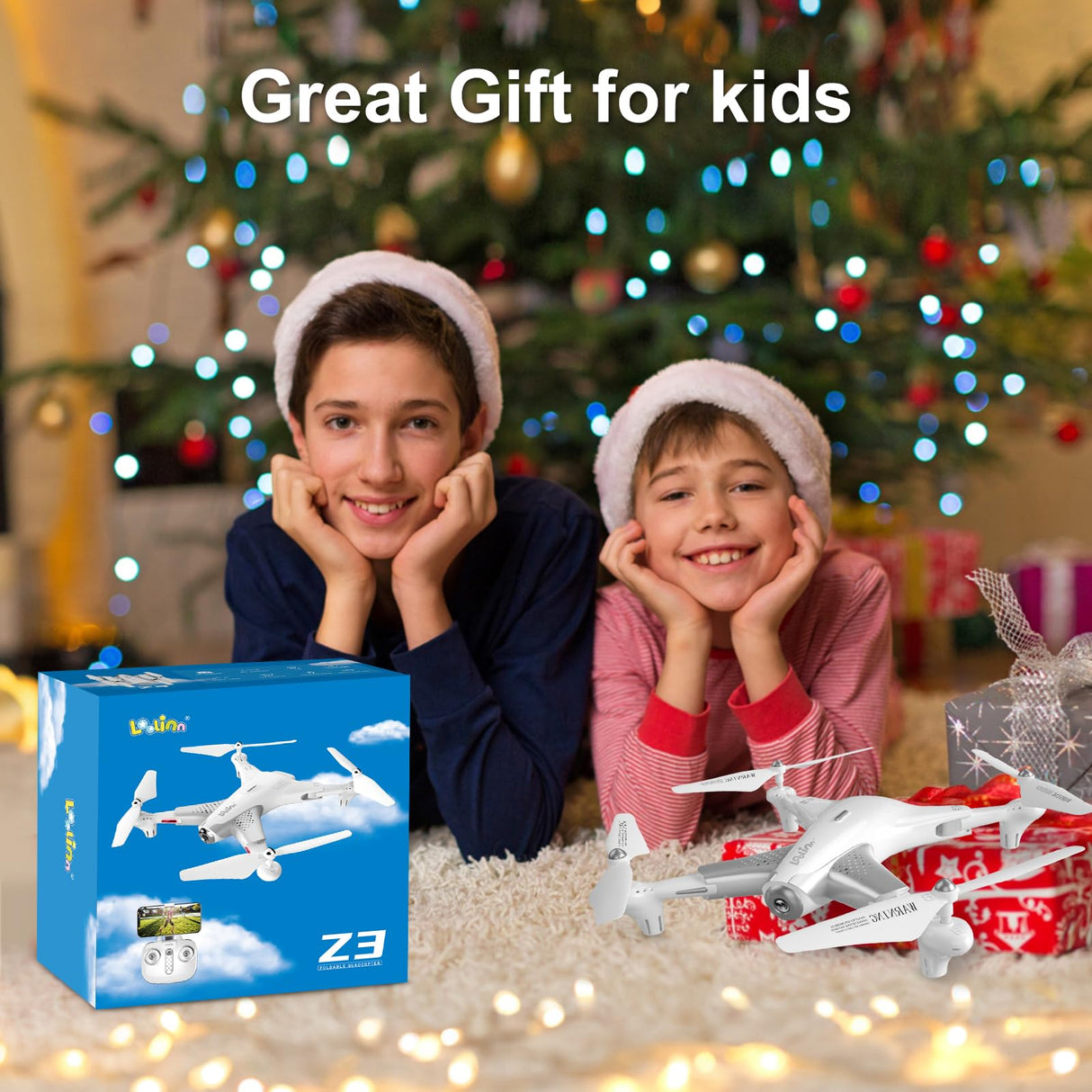 Loolinn | Dron Cuadricóptero con Cámara HD para Niños como Regalo- Tecnología de Posicionamiento de Flujo Óptico, Vuelo Estable, 60 Minutos de Tiempo de Vuelo, Tres Baterías (Regalo para los Niños)