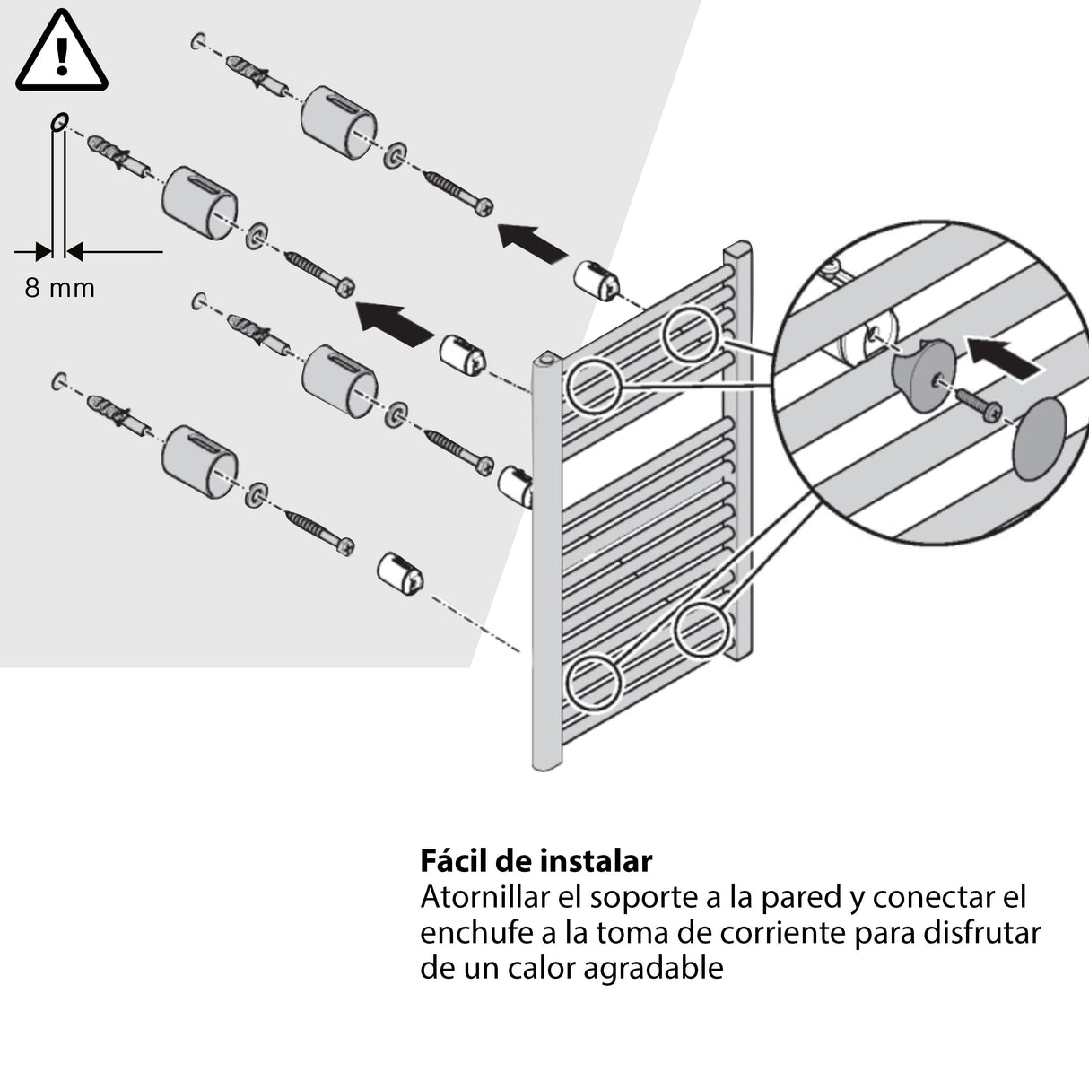 Bosch - Heat Radiator 4500 - Radiador de baño eléctrico, tamaño 1110x500 mm, 500 vatios, con toallero y termostato integrado, color blanco