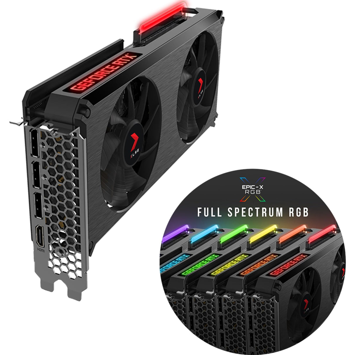 PNY Tarjeta gráfica GeForce RTX™ 3060 Ti 8GB XLR8 Gaming Revel Epic-X RGB™ Dual Fan LHR