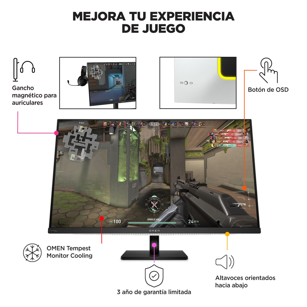 HP OMEN Transcend 32 - Monitor Gaming 4K UHD QD-OLED (31.5") 240Hz, USB-C 140W, DisplayHDR True Black 400, tasa de Respuesta 0,03ms - Blanco