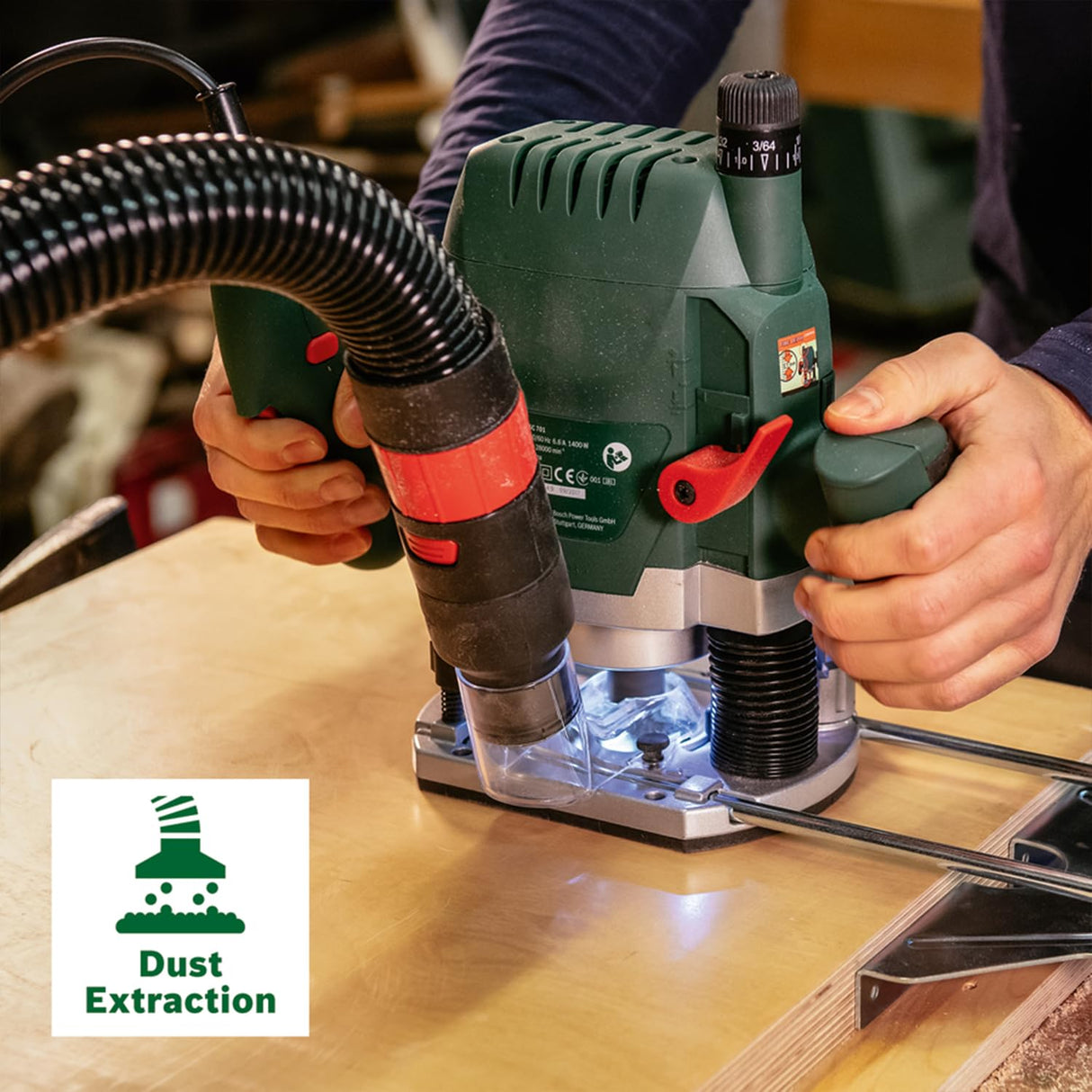 Bosch Home and Garden POF 1400 ACE Fresadora de Superficie, 1400 W, en Maletín