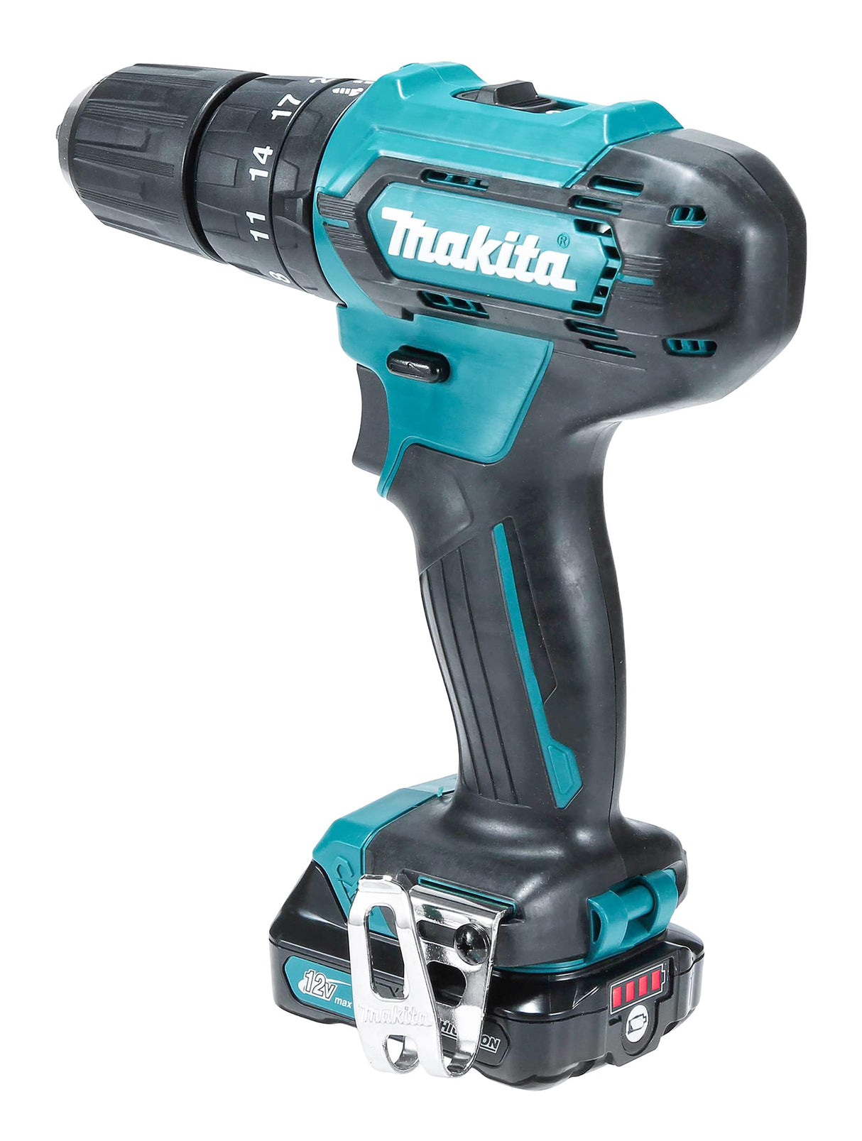 Makita HP333DSAX1 Taladro atornillador inalámbrico 12 V máx. / 2,0 Ah, 2 baterías y cargador en maletín de transporte