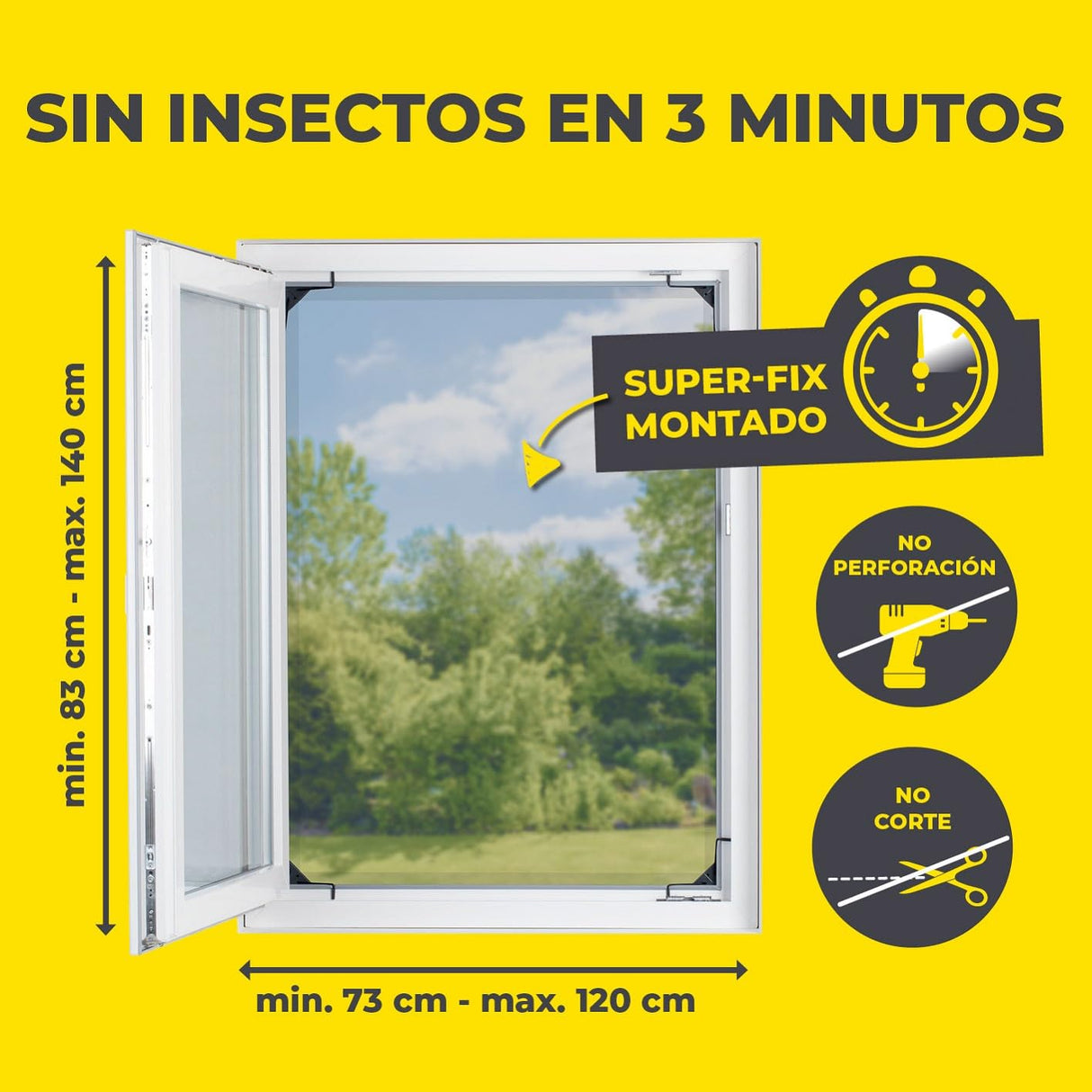 EASYmaxx Insect Protect | mosquitera telescópica | mosquitera ventana | con marco premontado | mosquitera extensible | red integrada | antracita | set de 4