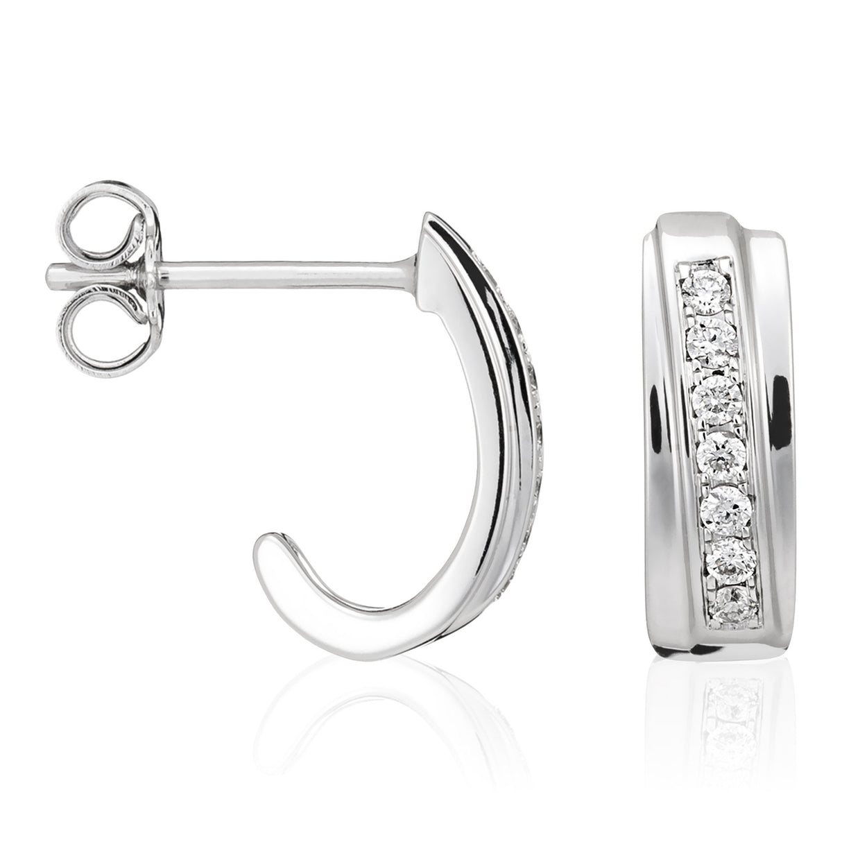 Orphelia Pendientes para mujer de oro y diamante, oro blanco 750 rodiado, diamante (0,19 ct), talla redonda blanca - OD-5292, Diamante, Diamante