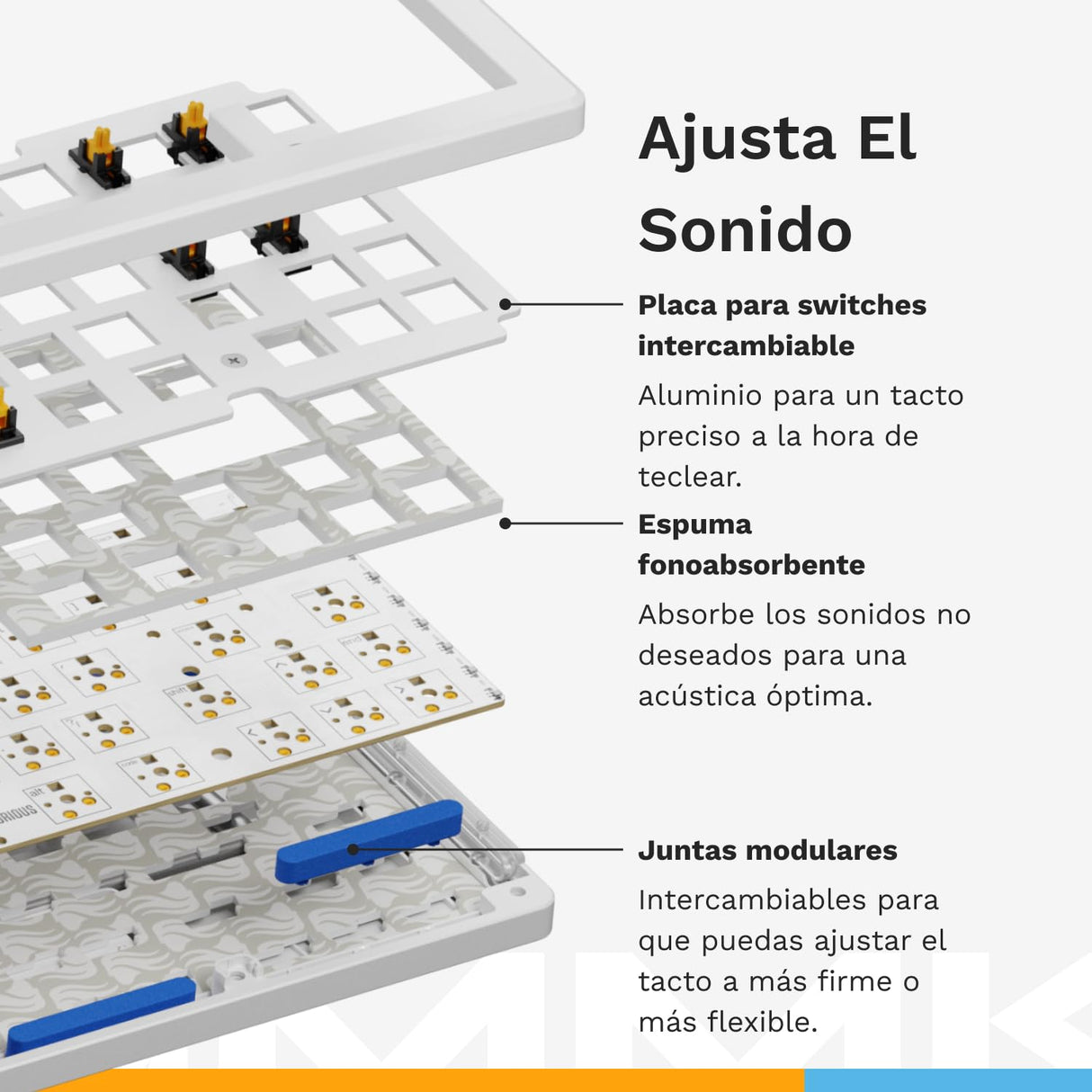 Glorious Gaming GMMK 3 HE: Teclado Respuesta rápida, Hall Effect, sondeo 8K, switches magnéticos y mecánicos MX, Teclado 100% Hot Swap, Juntas modulares, PBT Doble inyección, AZERTY francés - Blanco