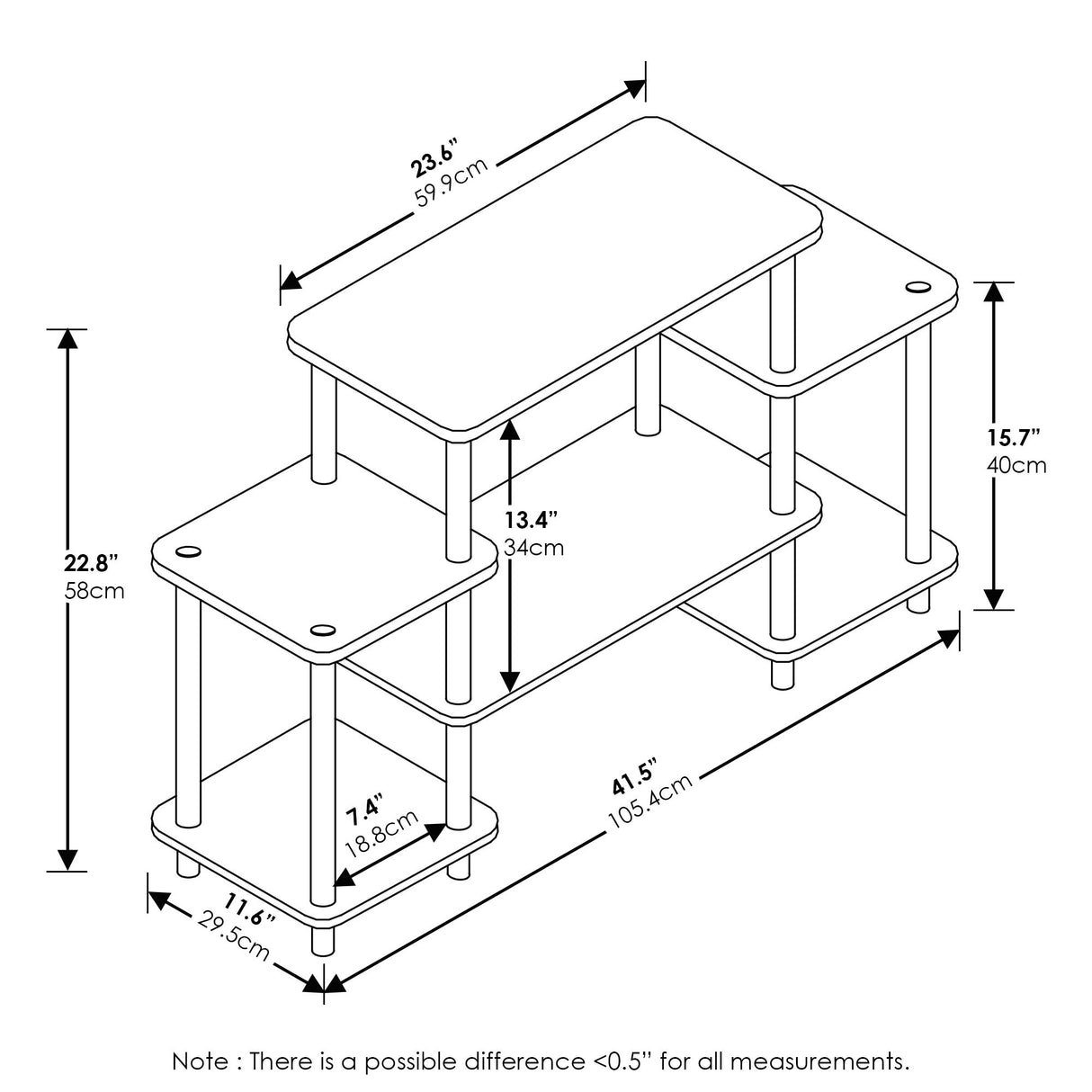 Furinno Turn-N-Tube No Tools Entertainment Center, Beech/White