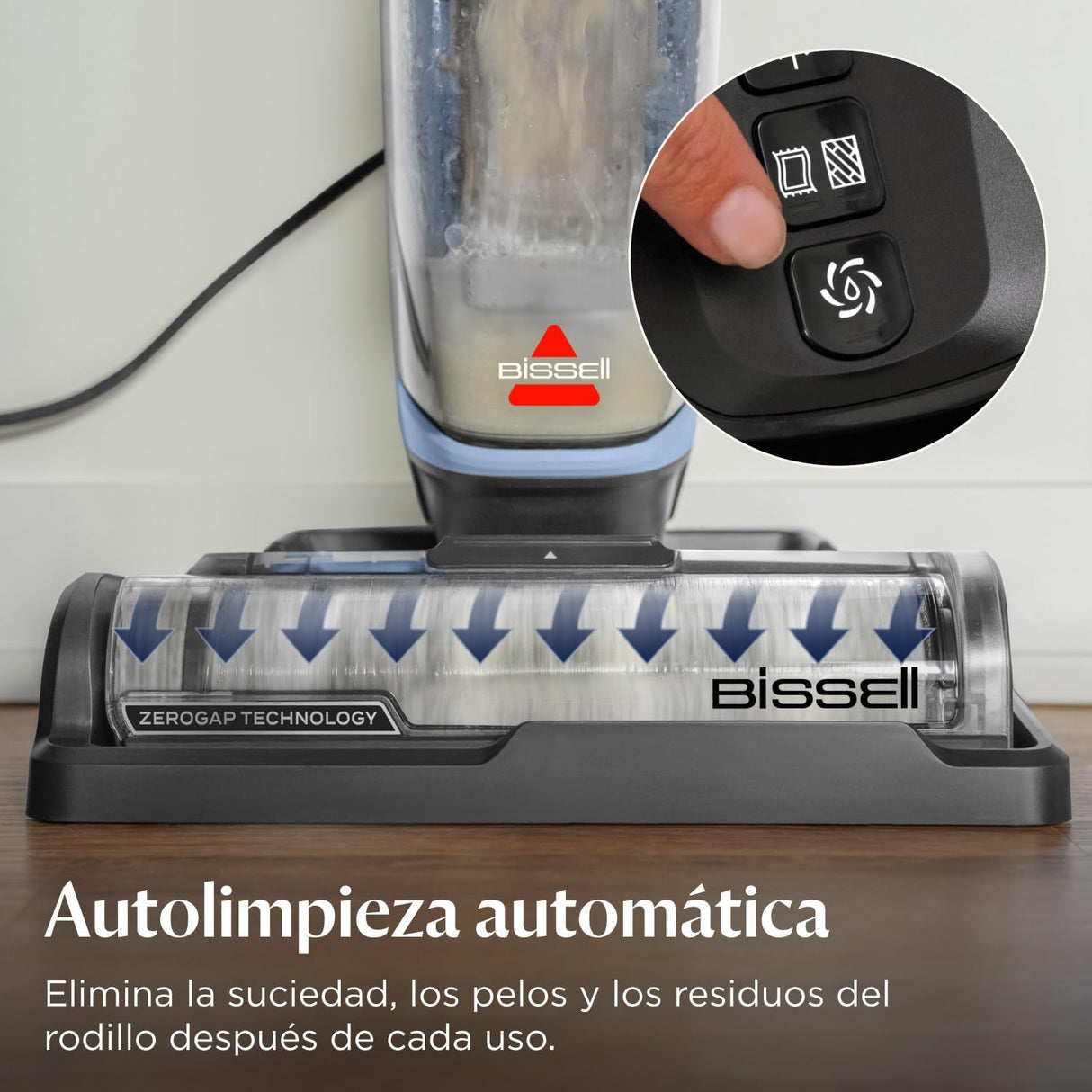 Bissell CrossWave Edge, Aspiradora de Agua, Escoba Aspiradora Multi-Superficie con Auto-Limpieza, Aspirador Fregona con Cable ZeroGap, para Suelos Duros y Alfombras, Cable 7.5m, 4088N
