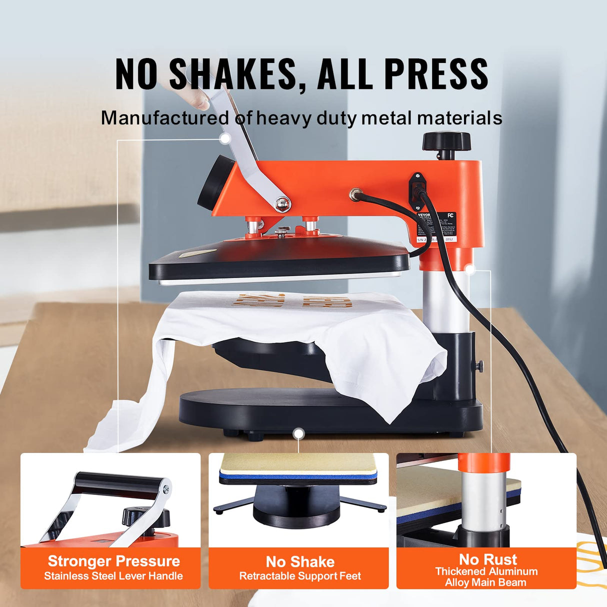 VEVOR Máquina de Prensa de Calor, Transferencia de Calor, Prensa de Calor Multifunción de 42 x 40 x 39 cm, Máquina de Sublimación de Prensa de Calor 5 en 1 para DIY Camisetas, Sombreros, Tazas