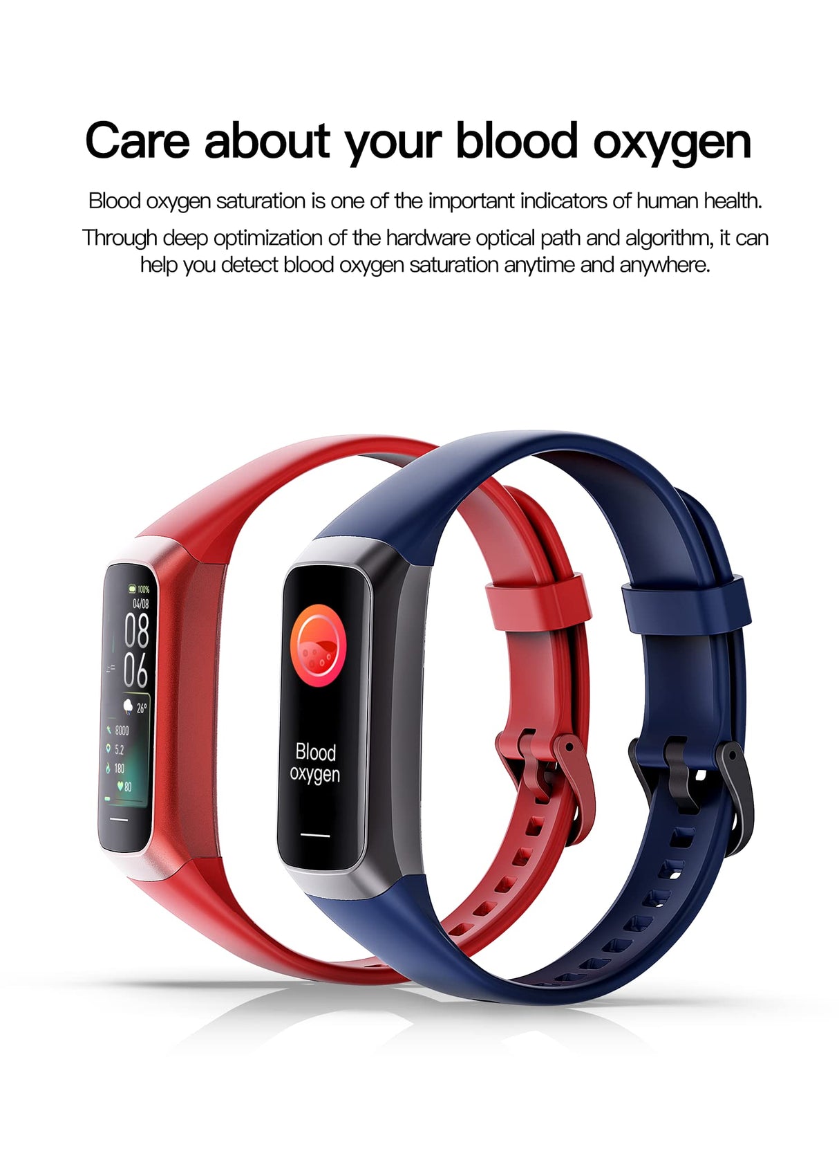 Varias Funciones Fitness Tracker Compatible con Android e iOS, GPS Smartwatch Detección de oxígeno en Sangre, Pink C60