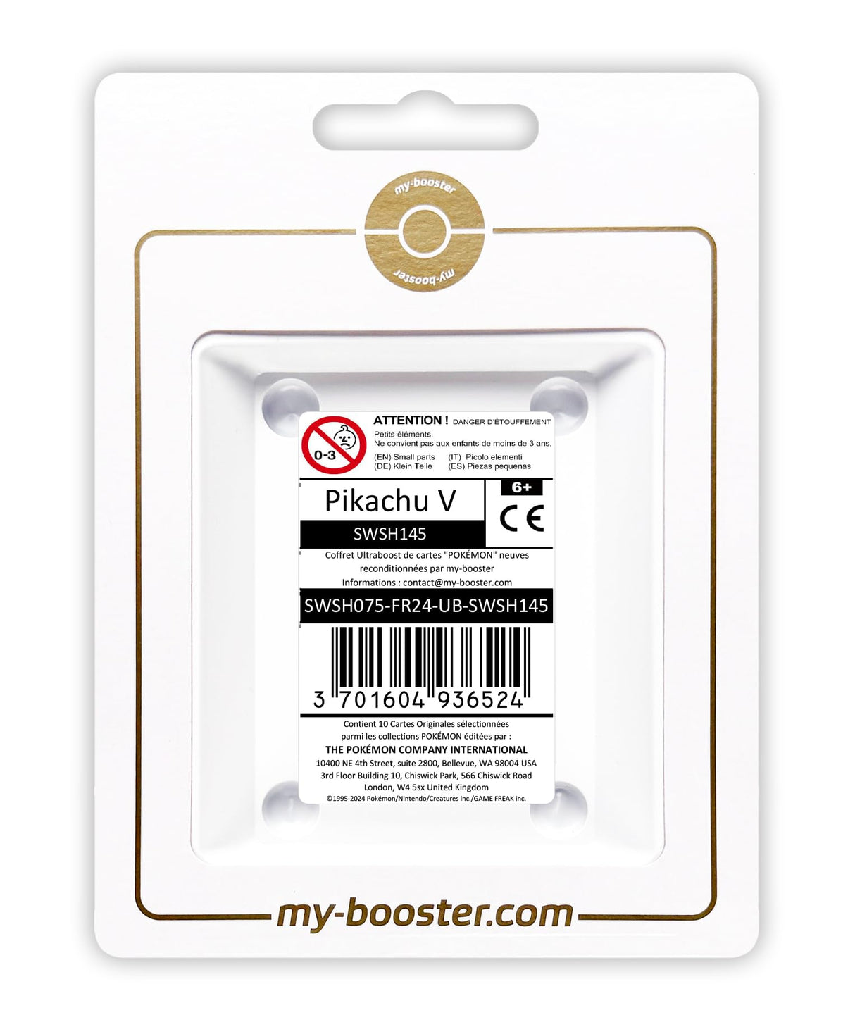 Pikachu V SWSH145 Oro - Ultraboost X Epée et Bouclier - Célébrations - 25 ANS - Box de 10 Cartas Pokémon Francés